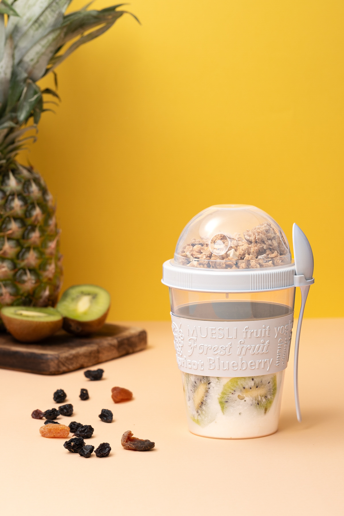 Sowo Home Yoğurt Yulaf Müsli Diyet Saklama Kabı Pratik Taşınabilir Kaşıklı Ve Kapaklı Takeandgo Depolu Bardak