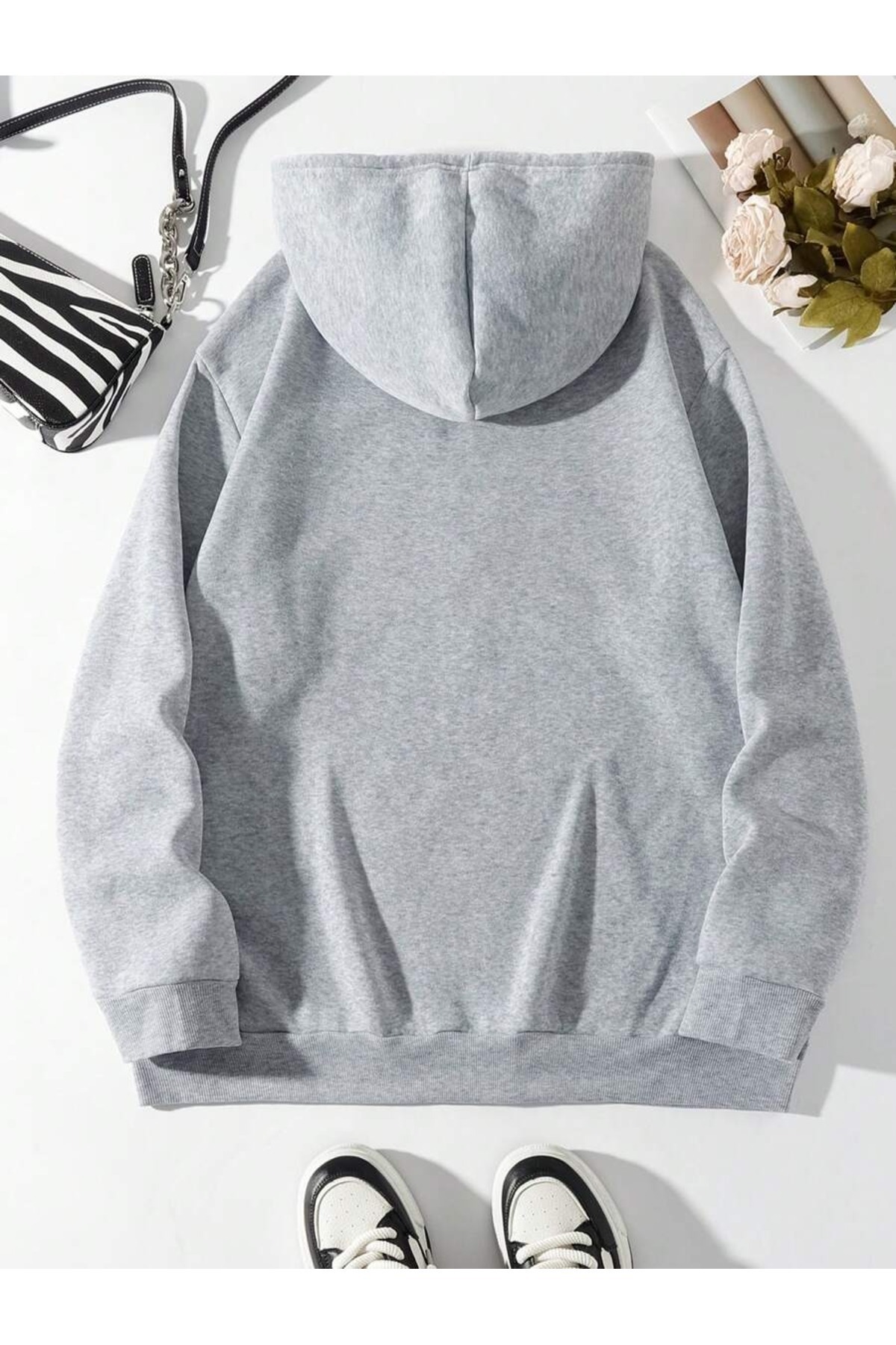 Harmandar Ню Йорк печатен суитшърт с качулка и голям размер