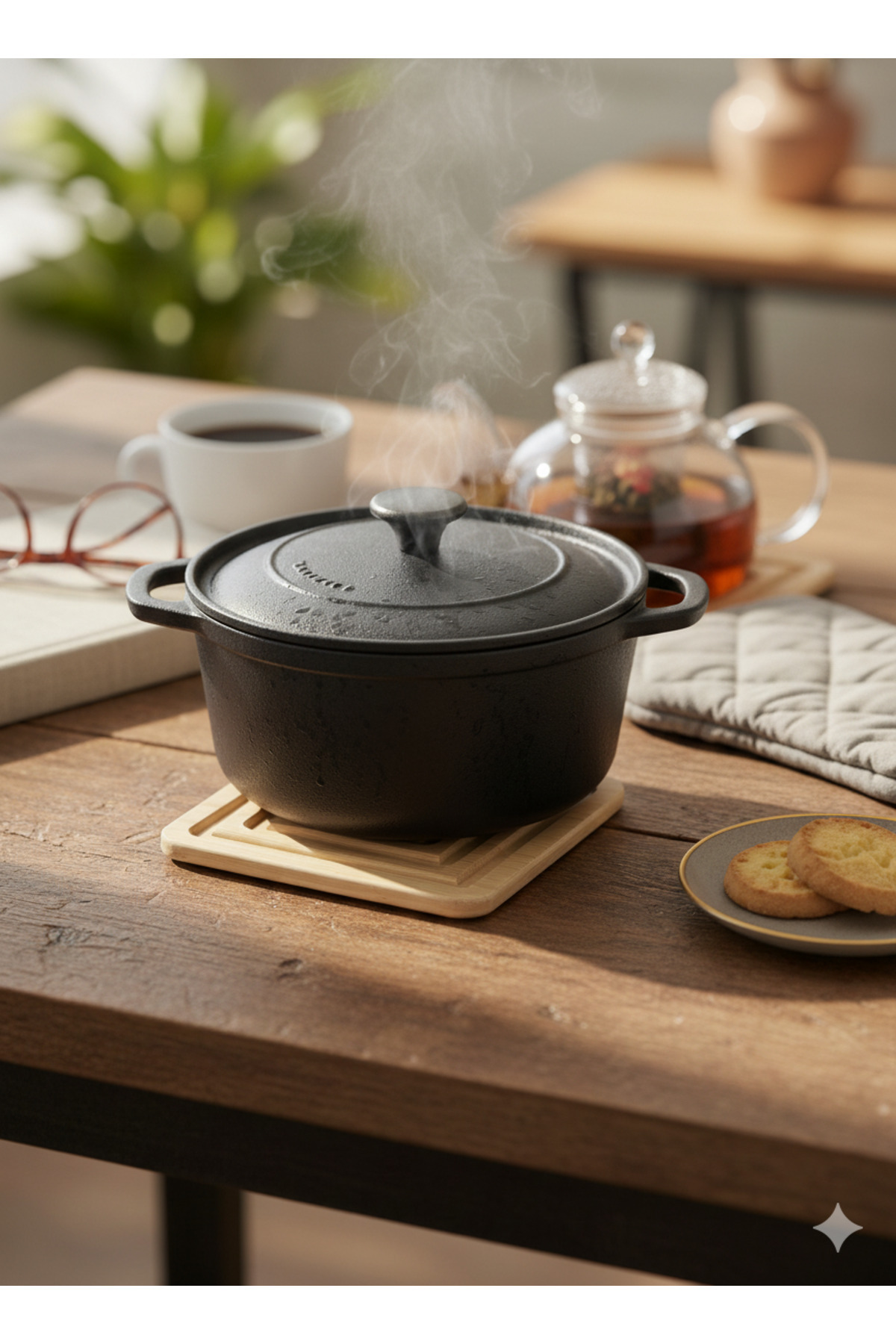 Hagen Bambu Nihale Kare 17x17cm Koruyucu Tencere Altlığı Masa Koruyucu Sunum Servis Mutfak Tezgah Altlığı