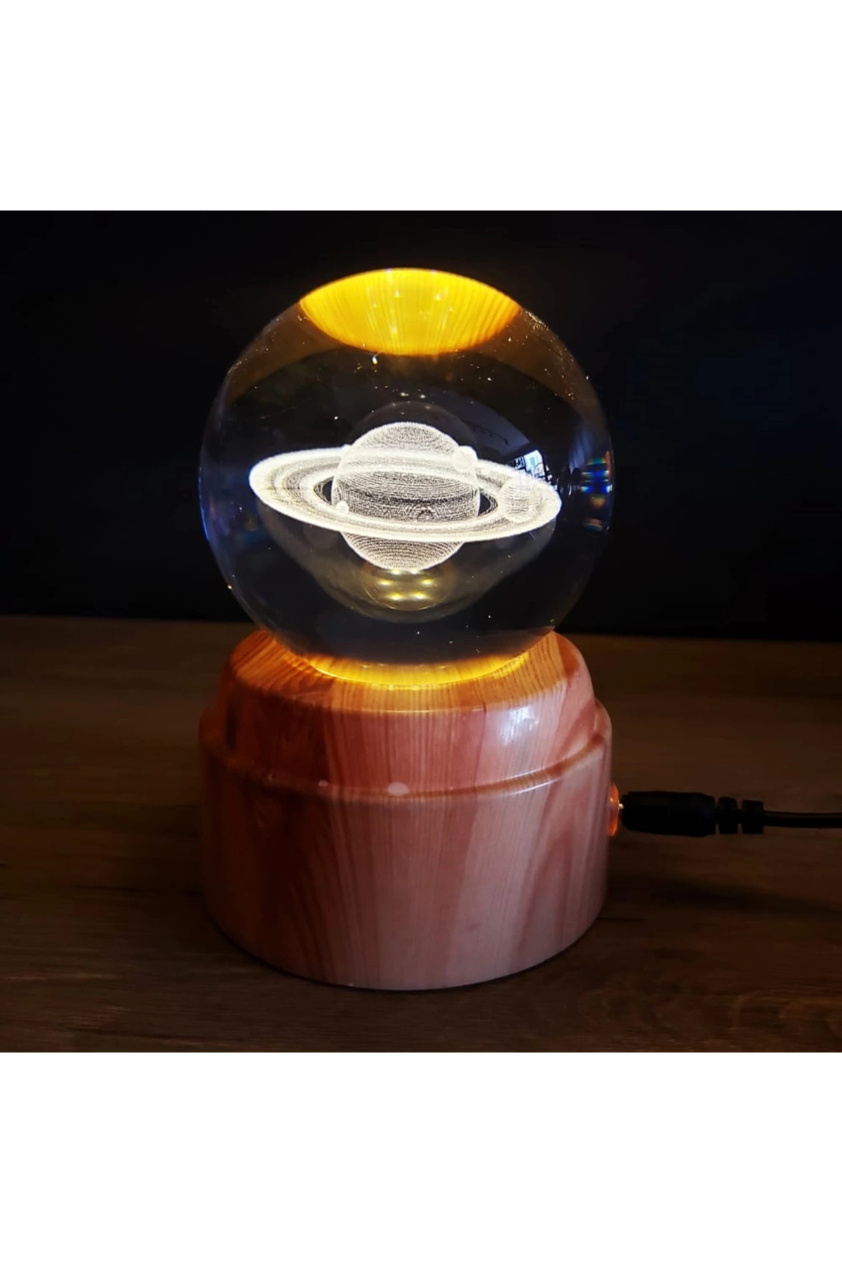 thebestnzm Satürn Gezegen Tasarımlı Dönen Cam Küre