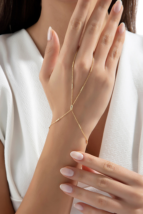 SARIASLAN 14 Ayar Altın Renginde Çubuk Şahmeran Bileklik 925 Ayar