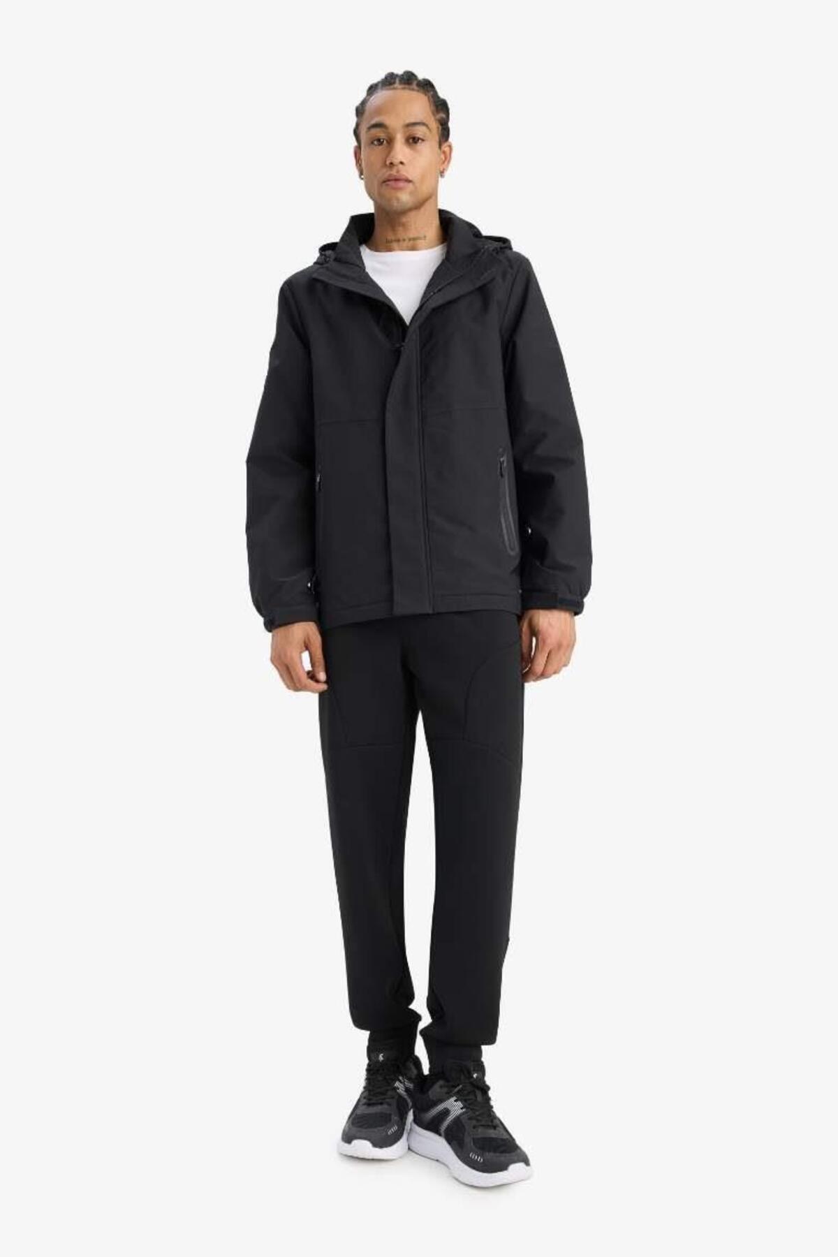 DeFactoFit Su İtici Regular Fit Polar Kapüşonlu Fermuarlı Yağmurluk (25 AU) görsel 2
