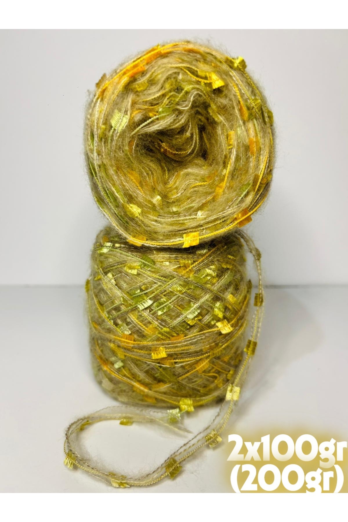 Beige (2 ply) fine moher, gradient anchor butterfly (3 ply wrap) special design knitted rope