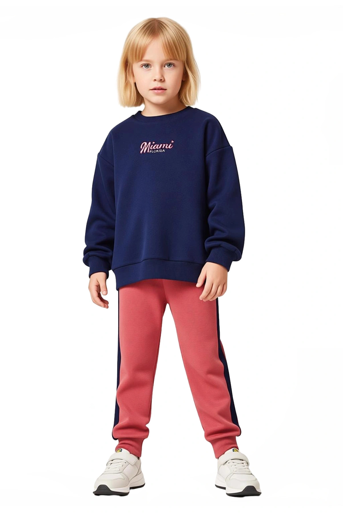 Kız Çocuk Pamuklu Oversize Sweatshirt ve Esnek Tayt Takımı Kaliteli Şık Rahat