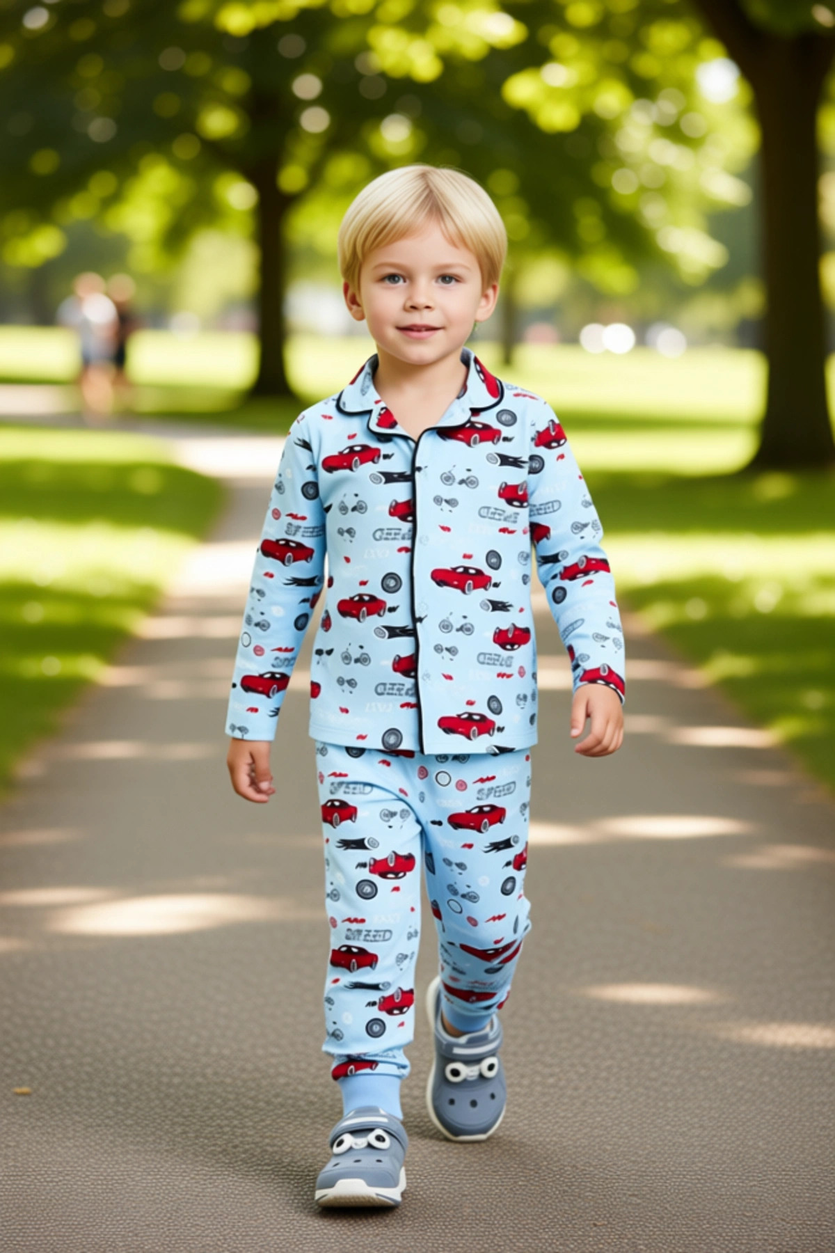 Erkek Çocuk Alt-Üst Baskılı Uzun Kollu Pijama Takımı Konforlu Geceler İçin İdeal Seçim Kaliteli Şık