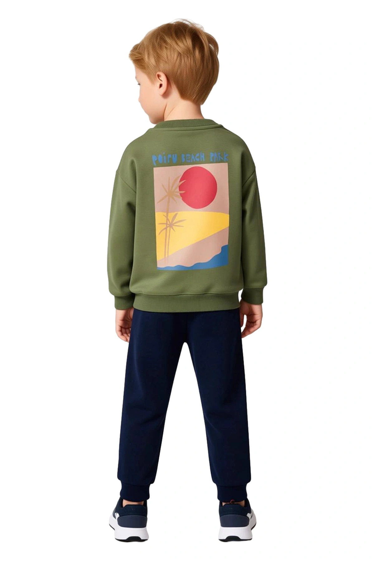 Erkek Çocuk Pamuklu Örme Bisiklet Yaka Regular Fit Sweatshirt ve Eşofman Takımı Kaliteli Şık