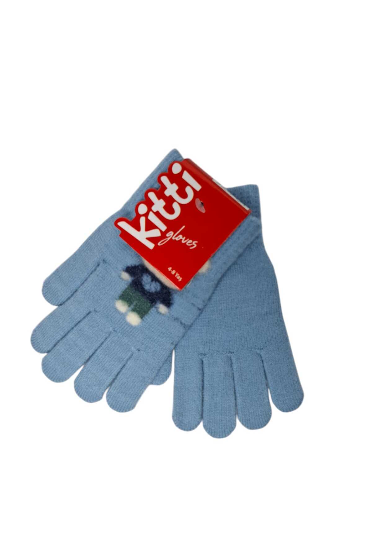 Kitti Spteks 4-8 Yaş Erkek Çocuk Açık Mavi Renk Ayıcık Figürlü Kışlık Örme Eldiven fotoğrafı 2 (önizleme)