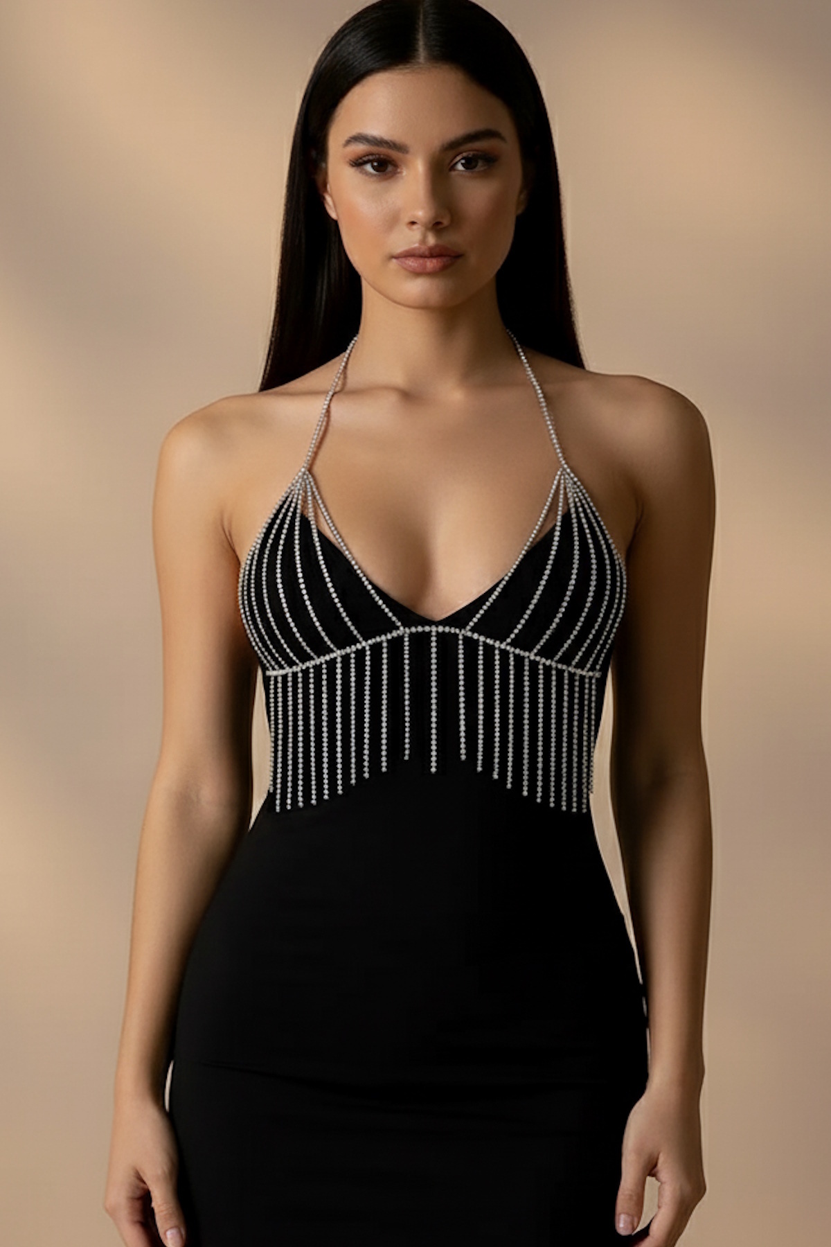 CAŞ DEKORASYON Gümüş Renk Taşlı Bikini Üstü Bralet Vücut Aksesuarı