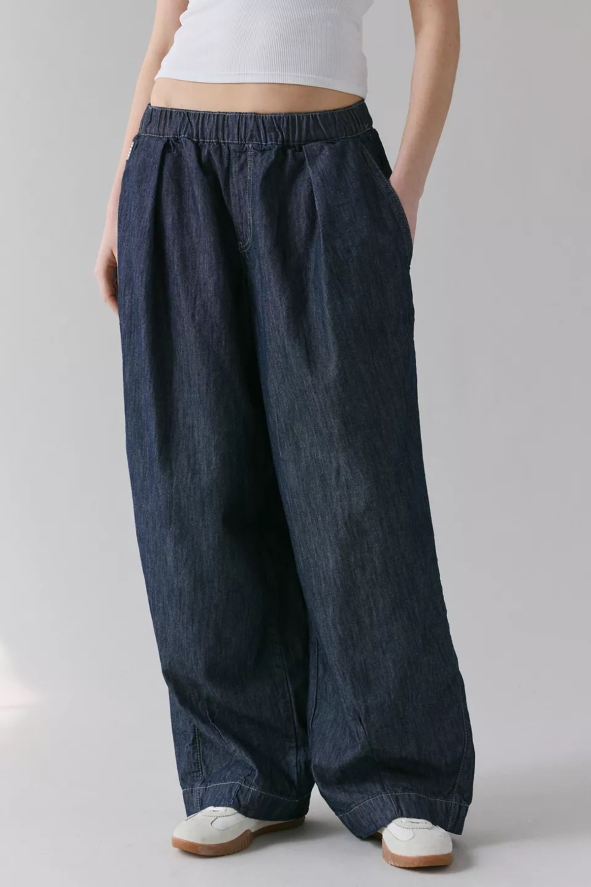 Ruth Koyu Lacivert Balon Oversize Belden Ayarlamalı Uzun Versiyon Pantolon — سرمه‌ای cacoontech — تصویر 8 از 9