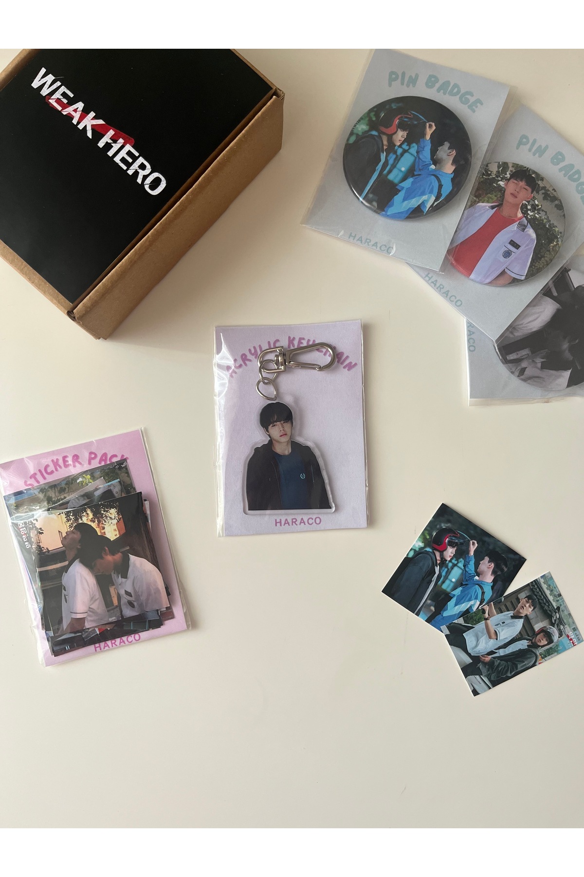 Weak Hero Class K-drama Ahn Sieun Keychain / Bag Ornament, Badge, Sticker Pack Set