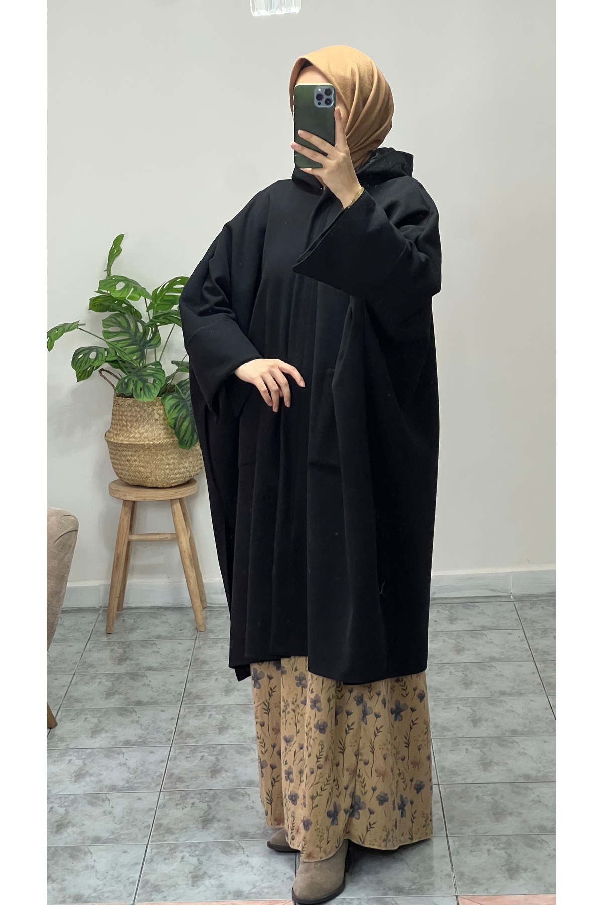 Lady Hilye Meryem Kaşe Panço /Sabit kapişon