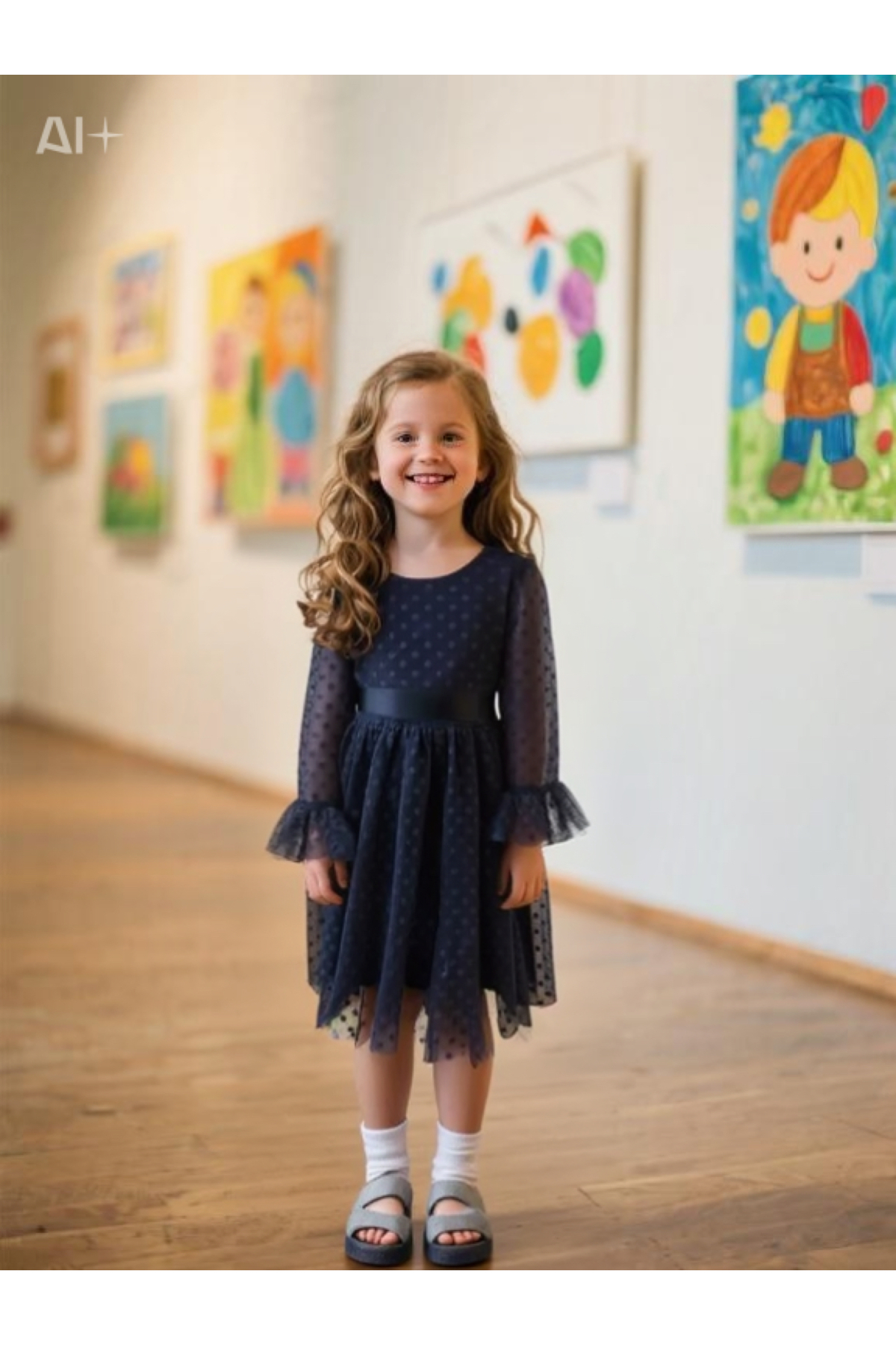 Lunas tekstil Tokalı Puantiyeli Tüllü Kabarık Elbise fotoğrafı 6 (önizleme)