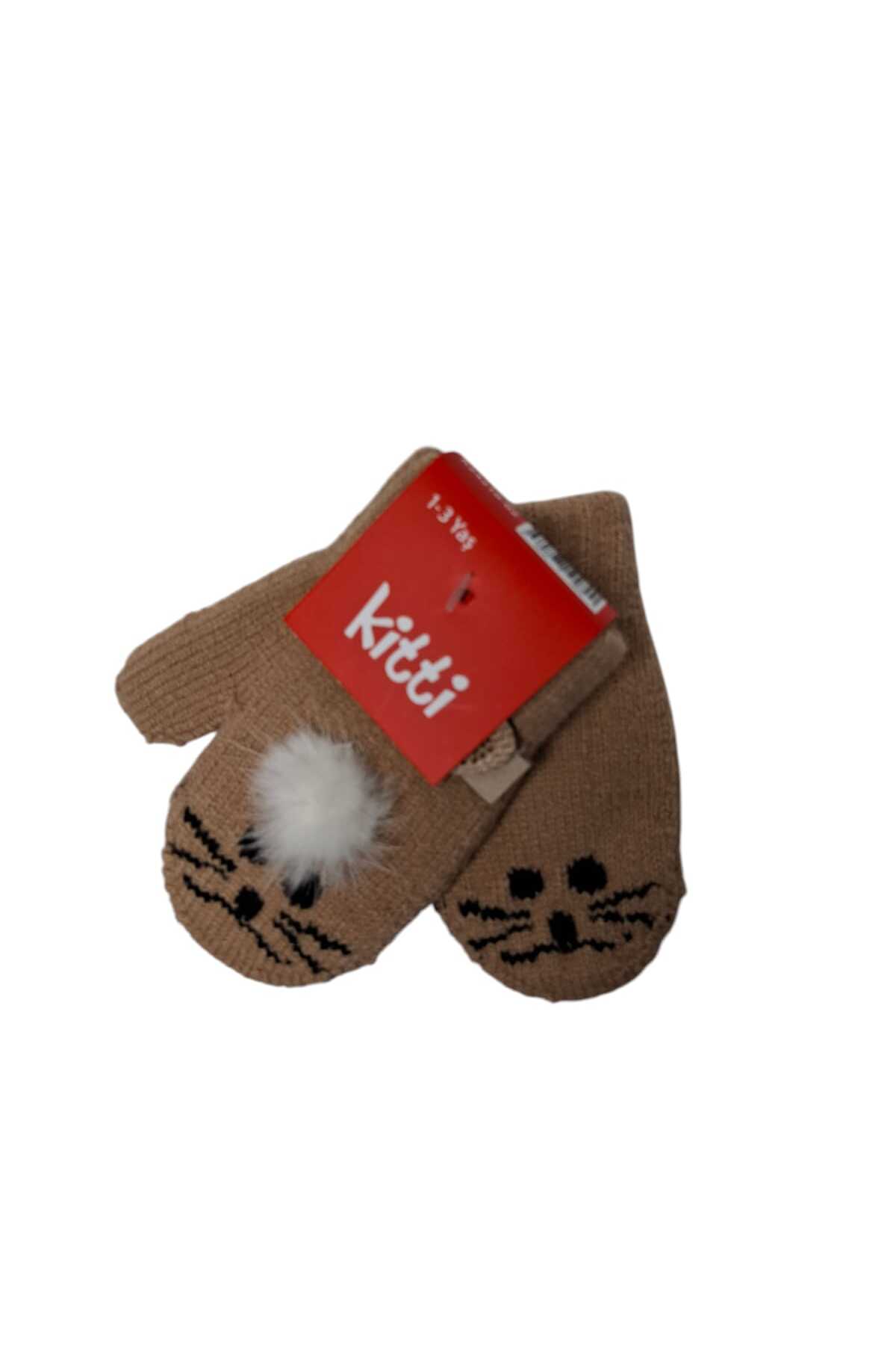 Kitti Spteks 1-3 Yaş Kız Çocuk Kahverengi Hayvan Desen Ve Figürlü Kışlık Örme Eldiven fotoğrafı 2 (önizleme)