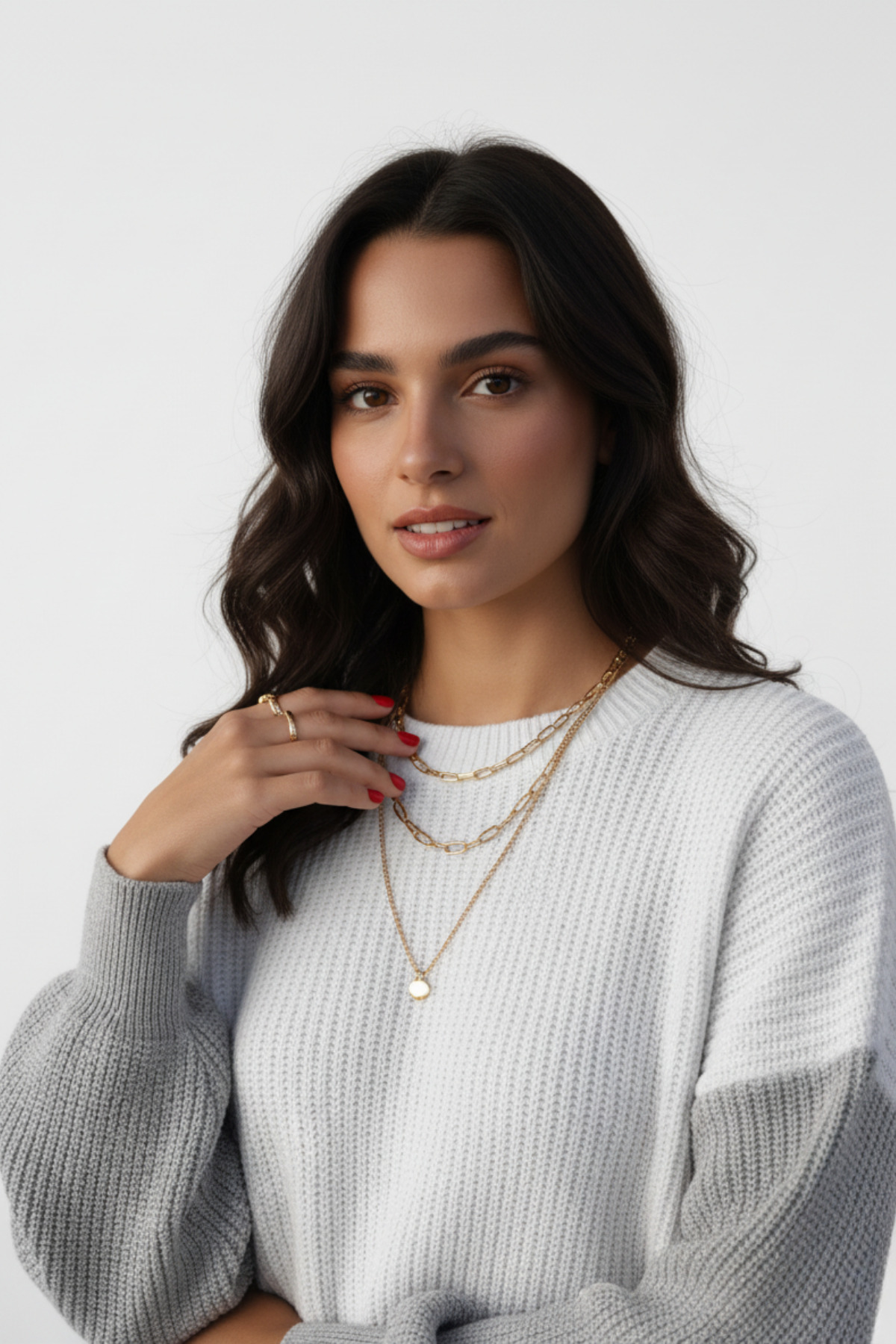 KOZİA OUTDOORS  Kadın İki Renkli Triko Kazak Oversize Balon Kol Model - Görsel 3