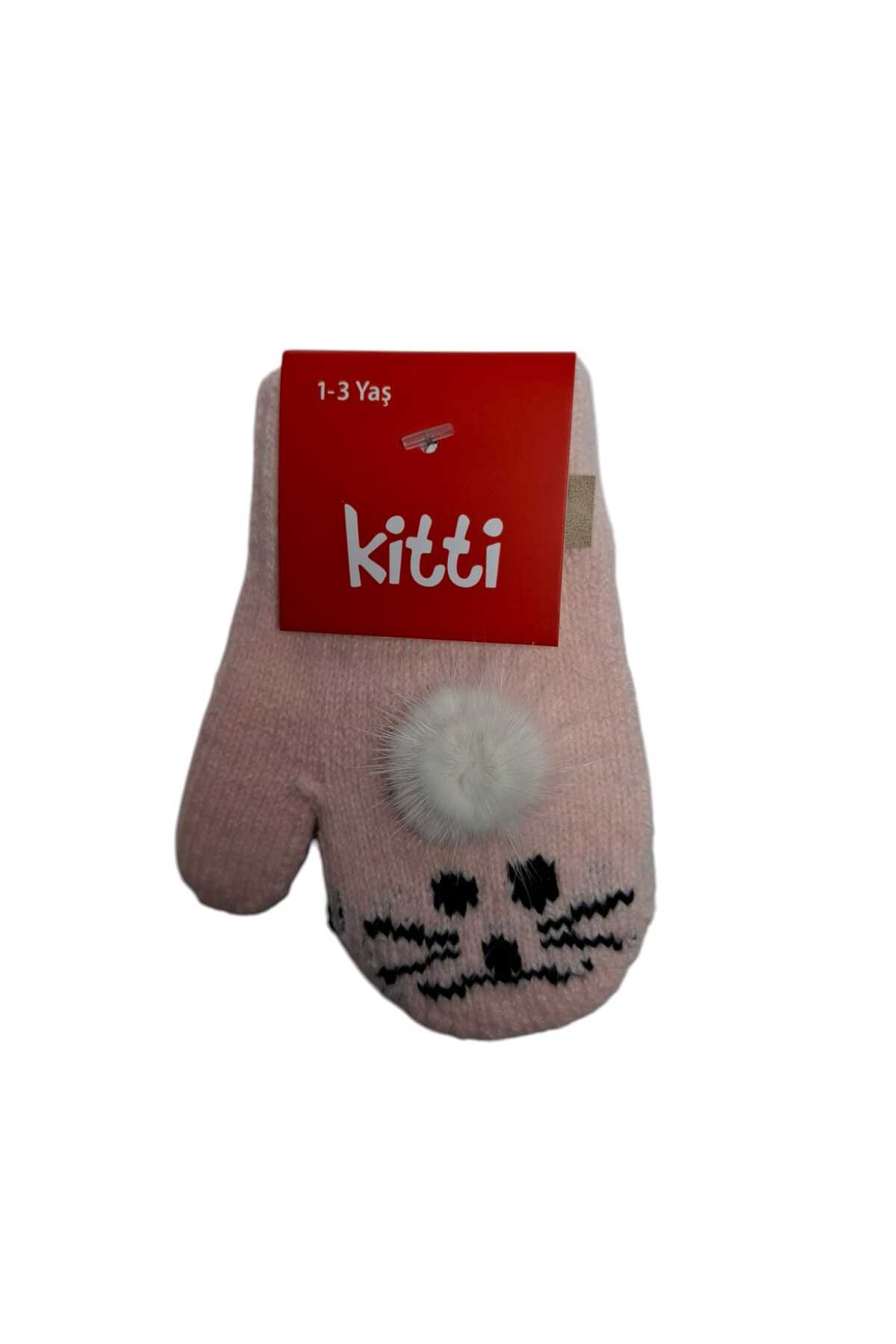 Kitti Spteks 1-3 Yaş Kız Çocuk Açık Pembe Renk Hayvan Desenli Ve Figürlü Kışlık Örme Eldiven fotoğrafı 2 (önizleme)
