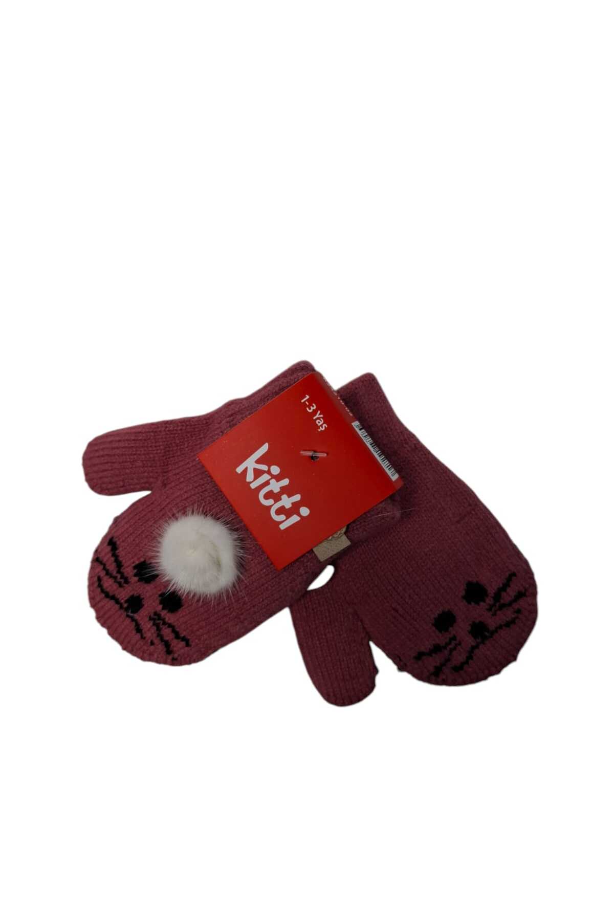 Kitti Spteks 1-3 Yaş Kız Çocuk Menekşe Renk Hayvan Desenli Ve Figürlü Kışlık Örme Eldiven fotoğrafı 4 (önizleme)