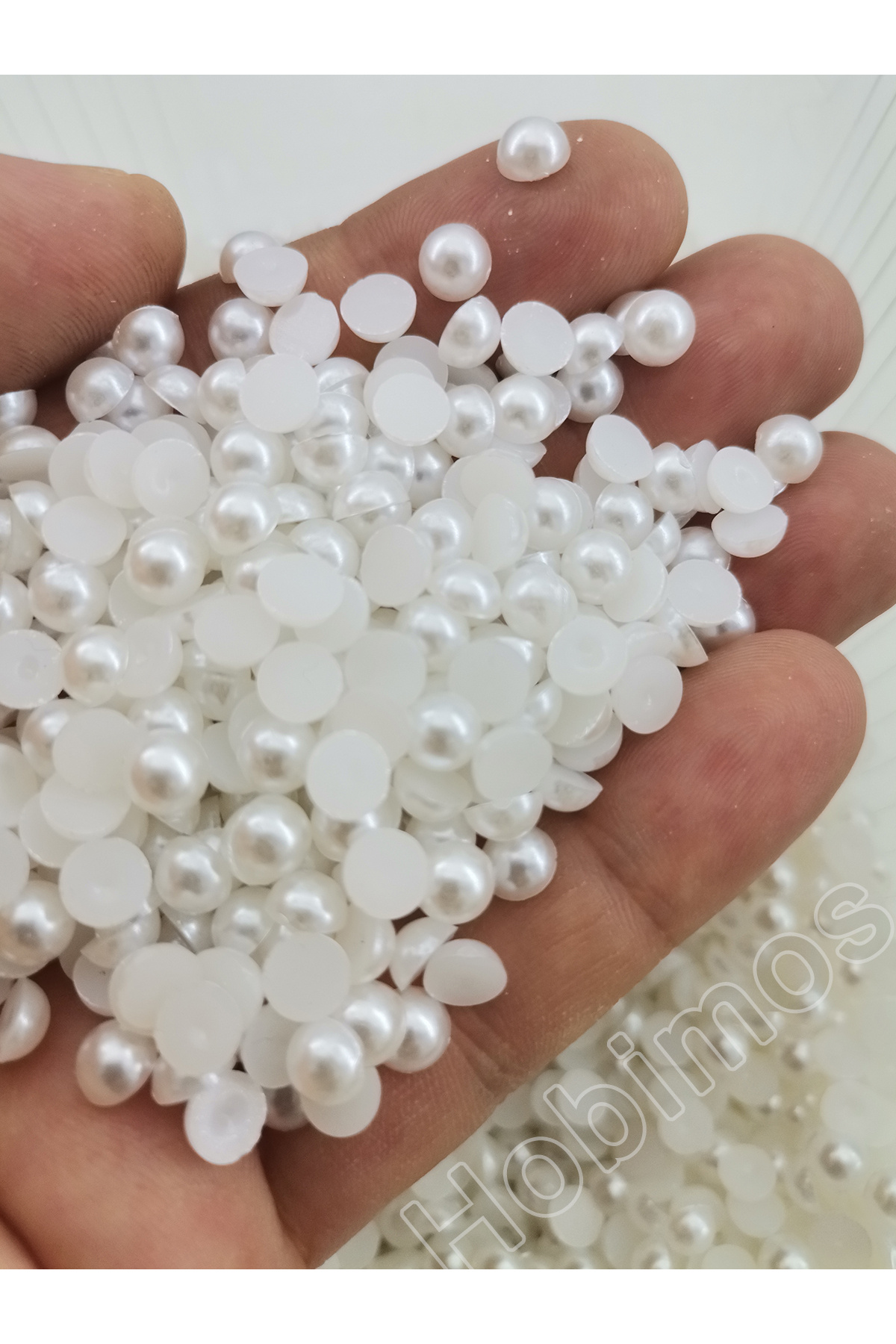 Hobimos 250 Adet 6 mm Beyaz Yarım İnci Boncuk