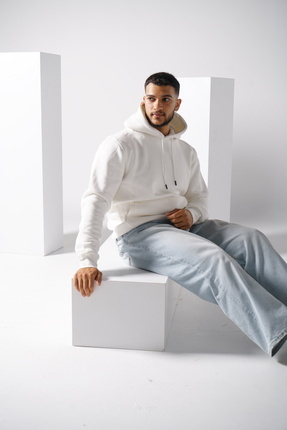 SOEC Erkek Beyaz Kapüşonlu Sweatshirt