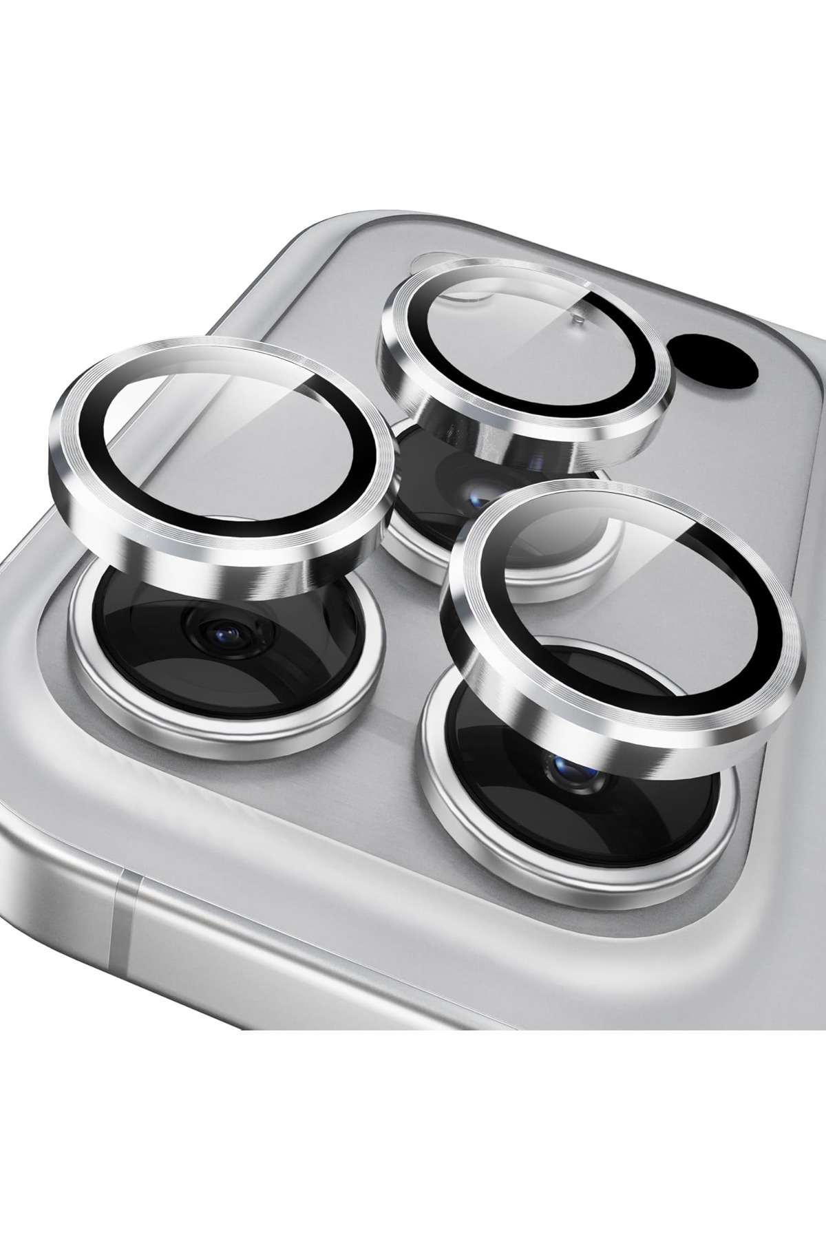 KVK PRİVACY Iphone 17 Pro / 17 Pro Max Uyumlu Kamera Koruma Lens Koruyucu Temperli Cam Koruma Silver