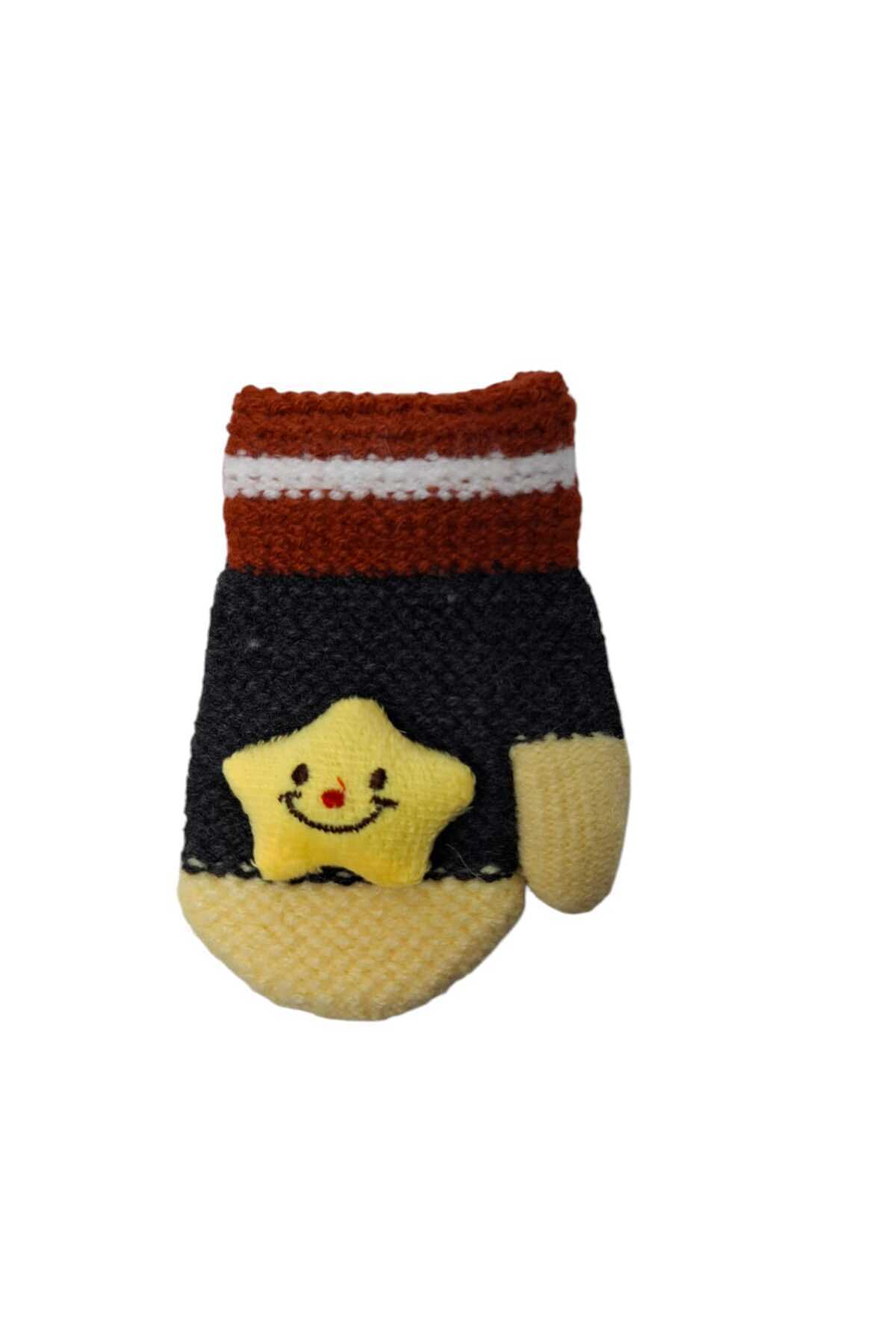 Kitti Spteks 1-3 Yaş Erkek Bebe Antrasit Renk Tatlı Yıldız Figürlü Kışlık Örme Eldiven fotoğrafı 5 (önizleme)