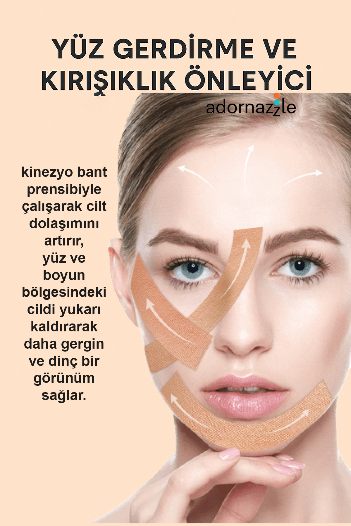 نوار کینزیو لیفتینگ صورت و ضد چروک، نوار یوگای صورت، سفت کننده پوست ۵ سانتی متر در ۵ متر — ADRGRYUZBANDI03 — تصویر 3 از 6