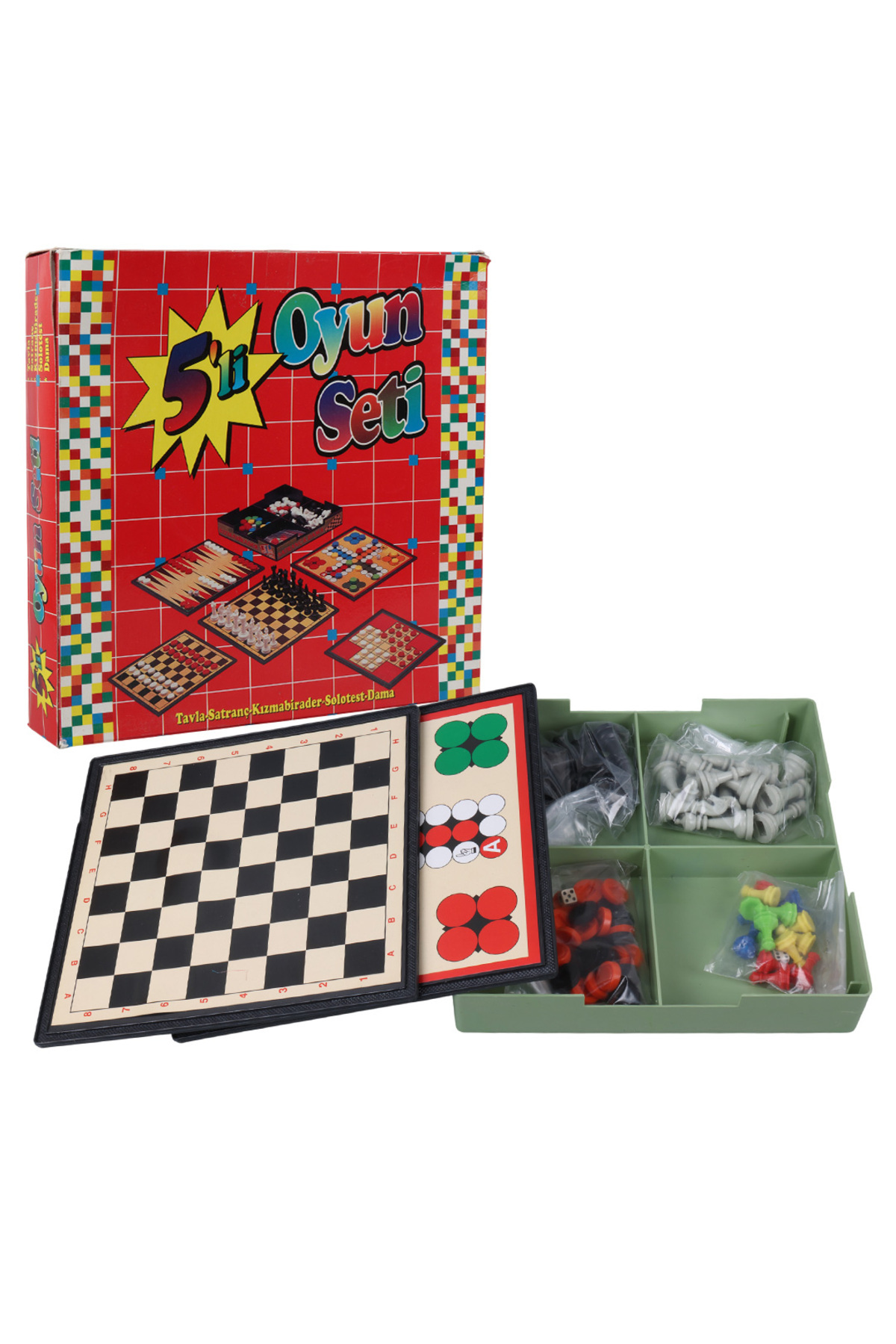 Sera Oyun Aletleri 5'li Oyun Seti - (Tavla- Satranç-KızmaBirader-Solotest-Dama)