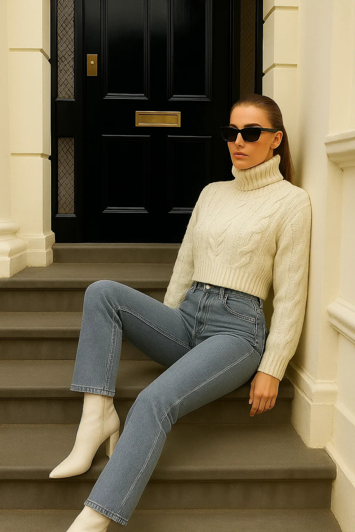 XRAY JEANS  Kadını Yüksek Bel Geniş Paça Gri Kot Pantolon - Görsel 7