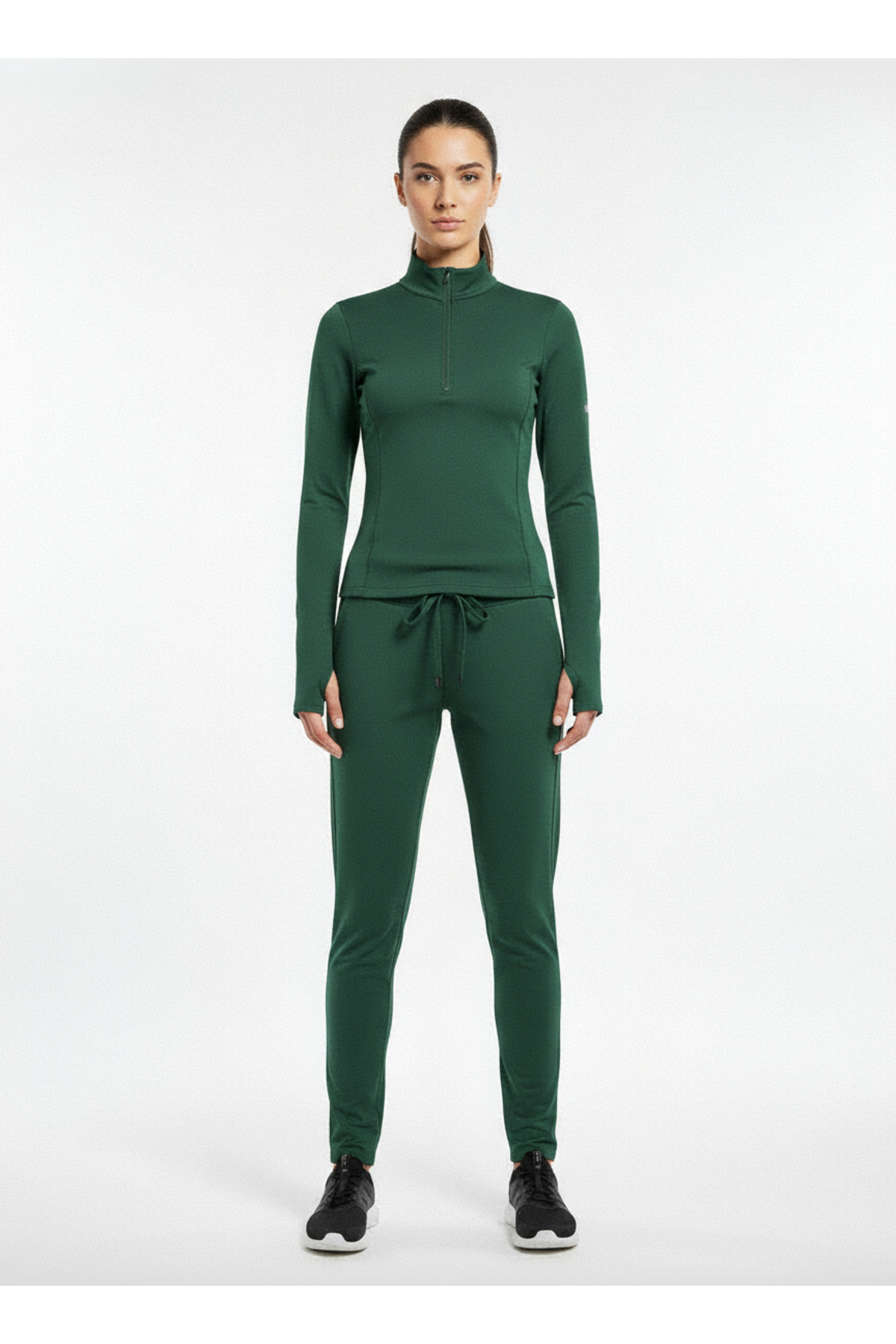 HepsitrentStore Fermuarlı Dik Yaka Parmak Geçmeli Taytlı Alt Üst Spor Takım
