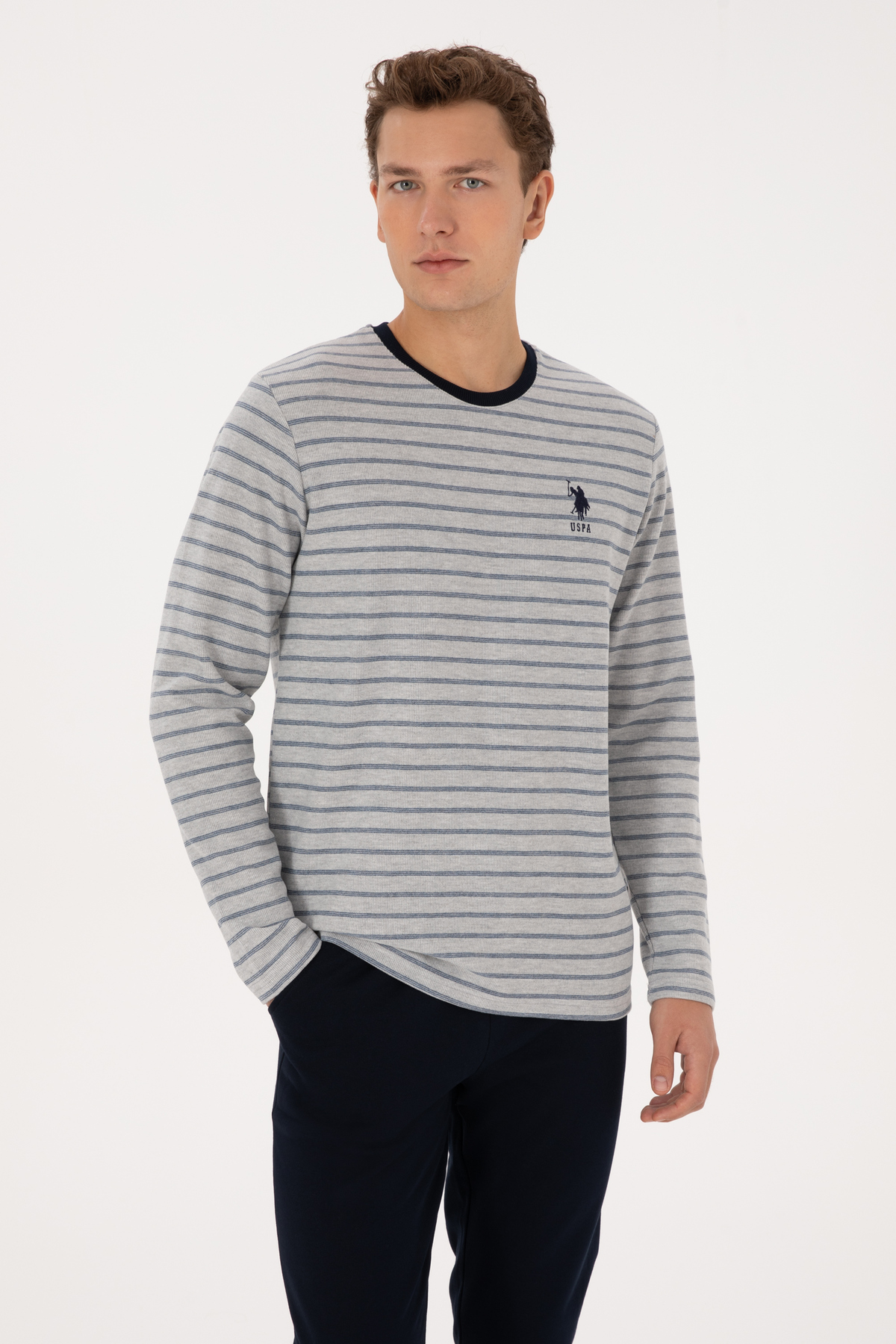ست پیژامه و لباس خواب مردانه یقه گرد | یو اس پولو U.S. Polo Assn. 1209358 TR - تصویر 3