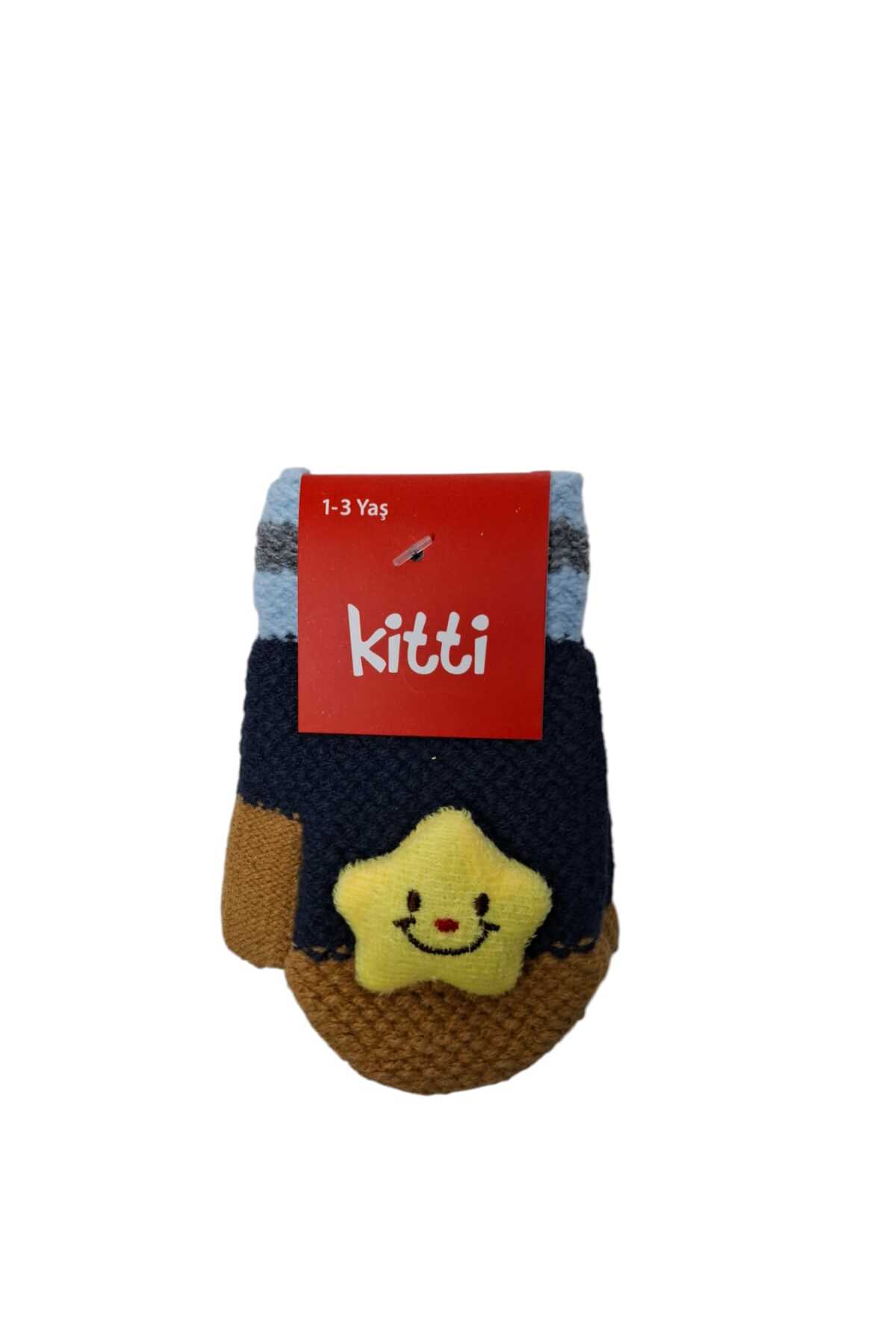 Kitti Spteks 1-3 Yaş Erkek Bebe Lacivert Renk Tatlı Yıldız Figürlü Kışlık Örme Eldiven fotoğrafı 5 (önizleme)
