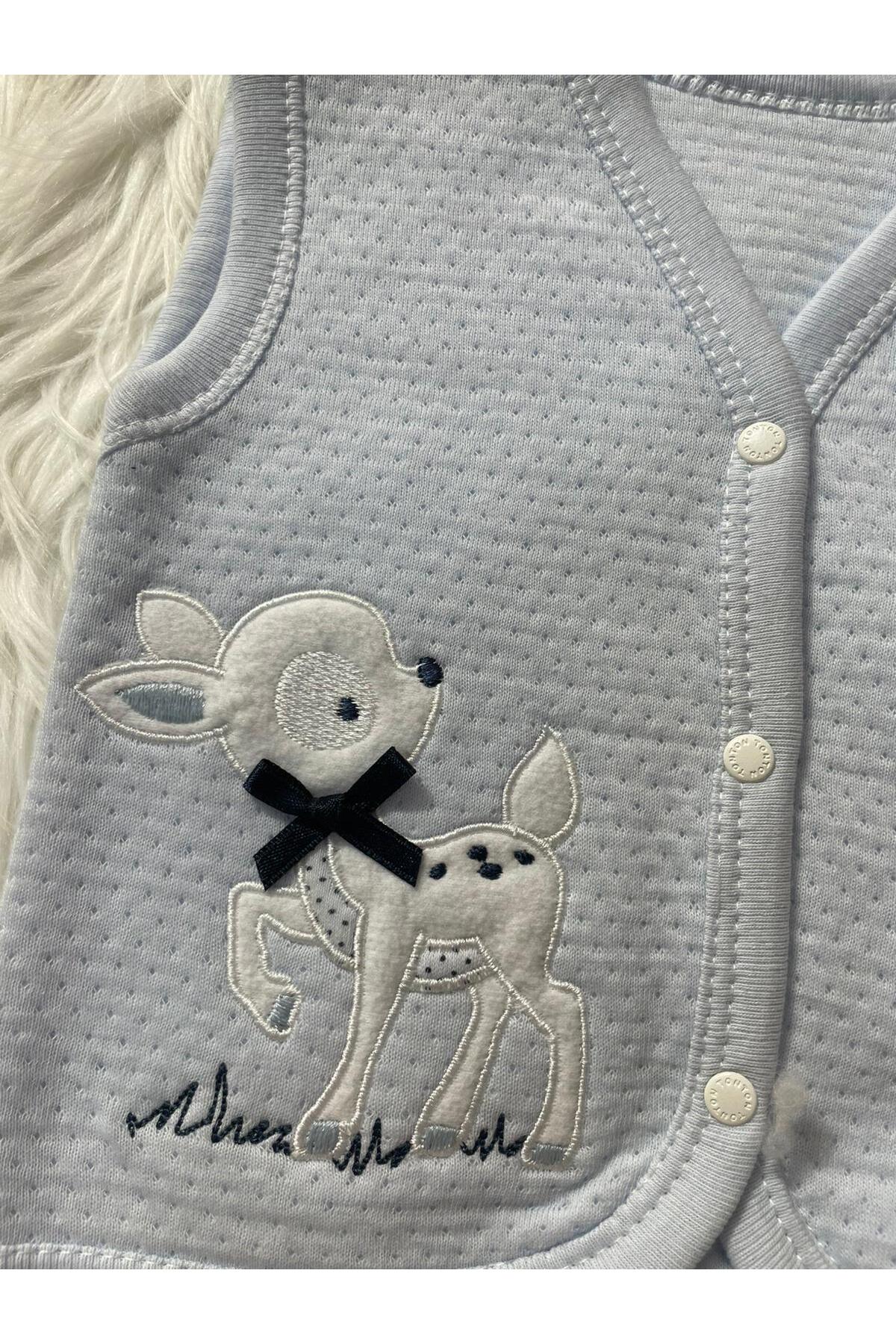 mayakids BEBEK MAVİ DOKUMA CEYLAN DESENLİ YELEK fotoğrafı 2 (önizleme)