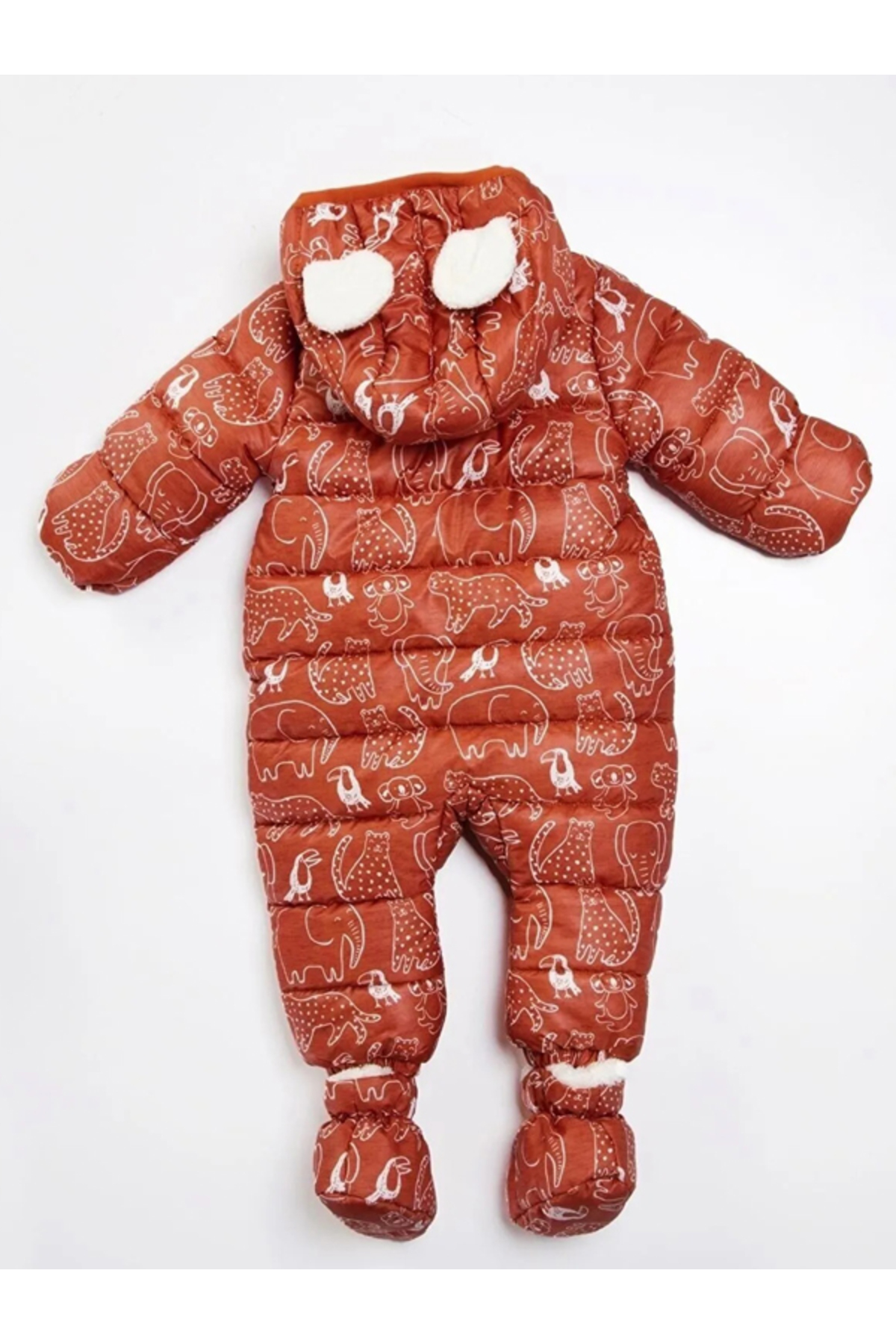 Bebek Vadisi İçi Polar Kürk Peluş Patikli Eldivenli Kapüşonlu Kar Kışlık Erkek Bebek Astronot Tulum Kozmonot Mont fotoğrafı 4 (önizleme)