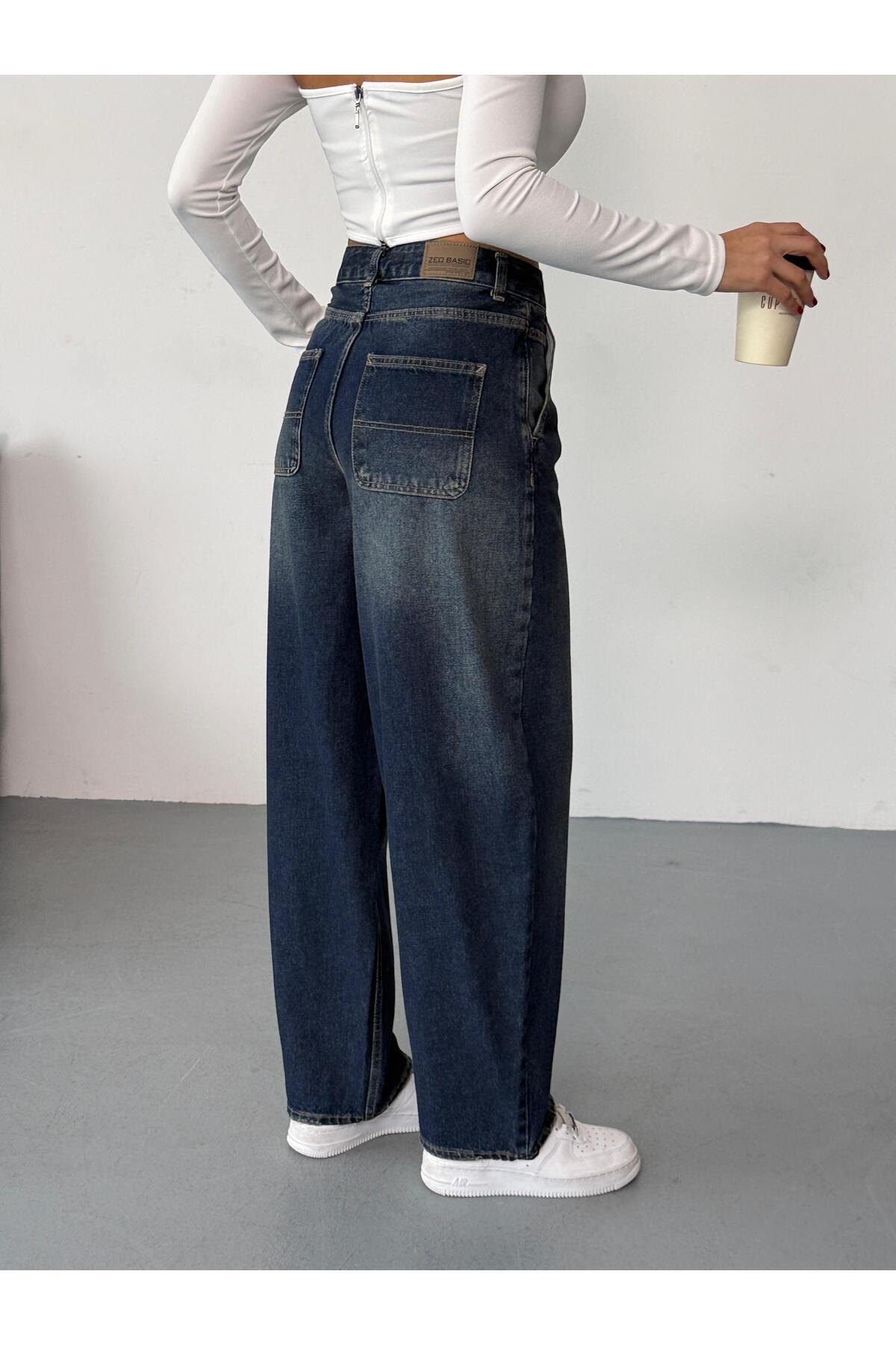 XBELLA DENİM Жіночі блакитні джинси зі стареним ефектом, висока талія, крій скейтер