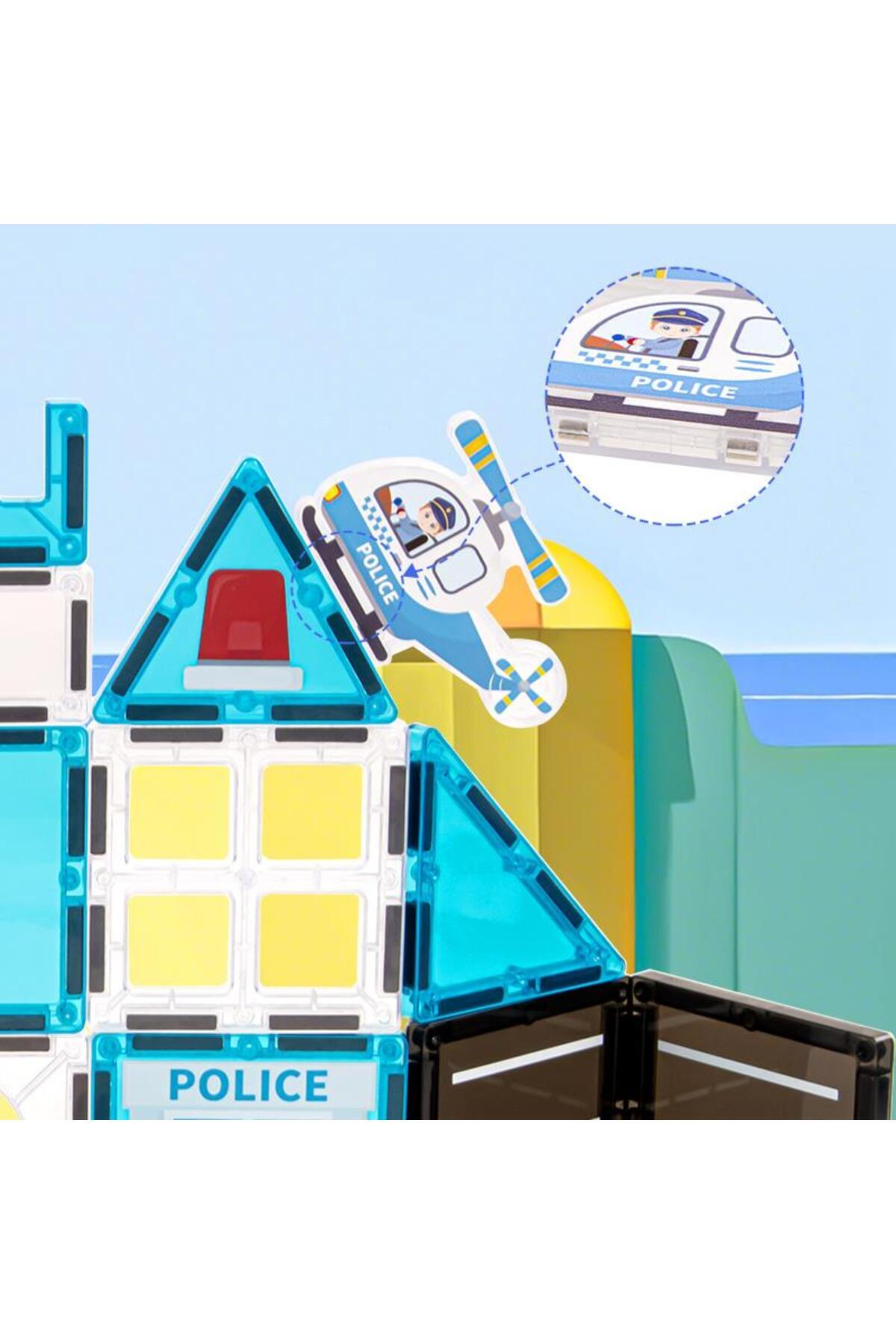 دود مگنتیک پولیس ست بلوکهای ساختمانی مغناطیسی ۴۲ تکه شهر پلیس بازی ساختوساز