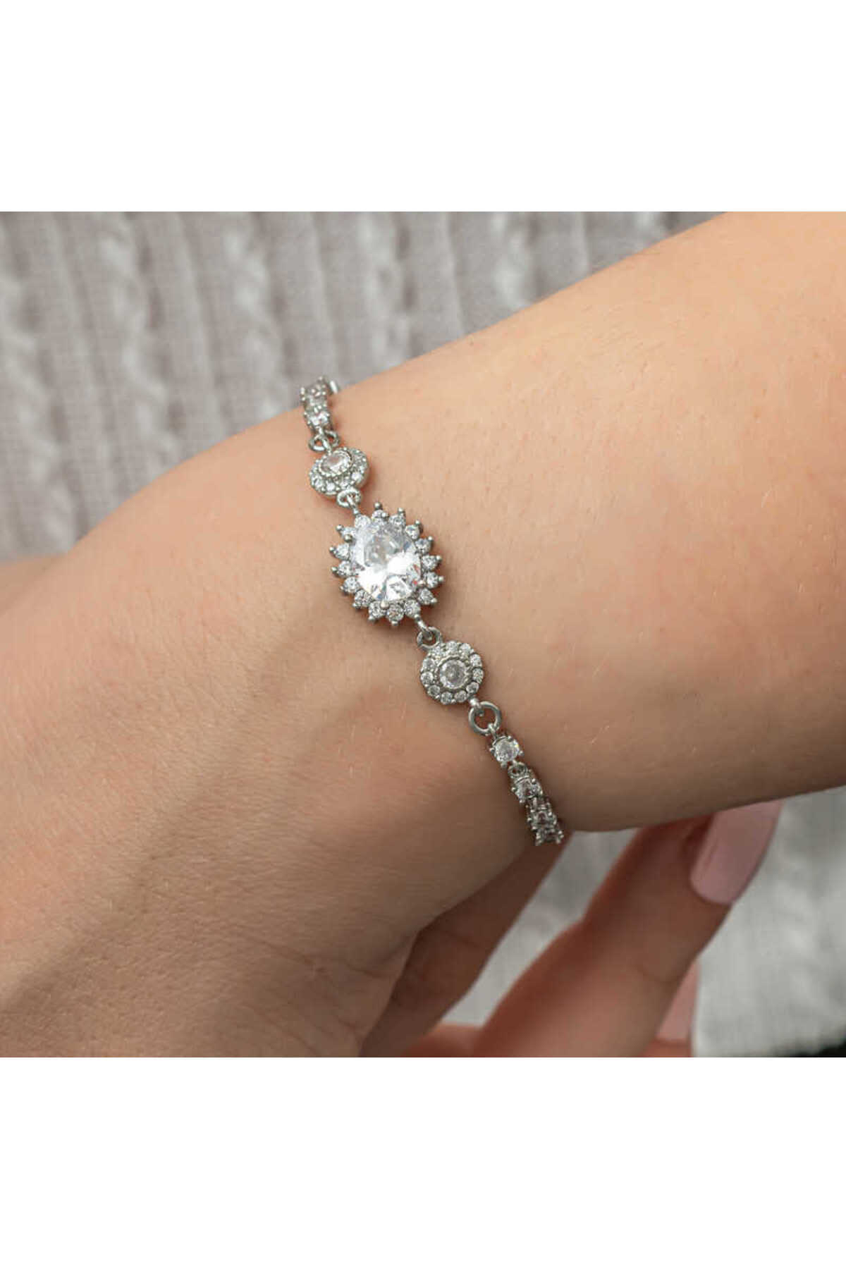 DENİSAM 925 Ayar Gümüş Oval Su Yolu Kadın Bileklik