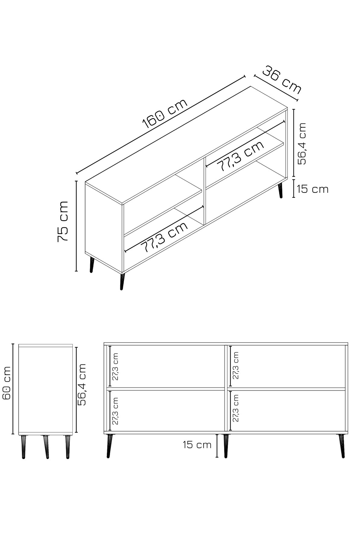 Rami Lazer Desenli, 160 cm Konsol | Antrasit-Antrasit 5