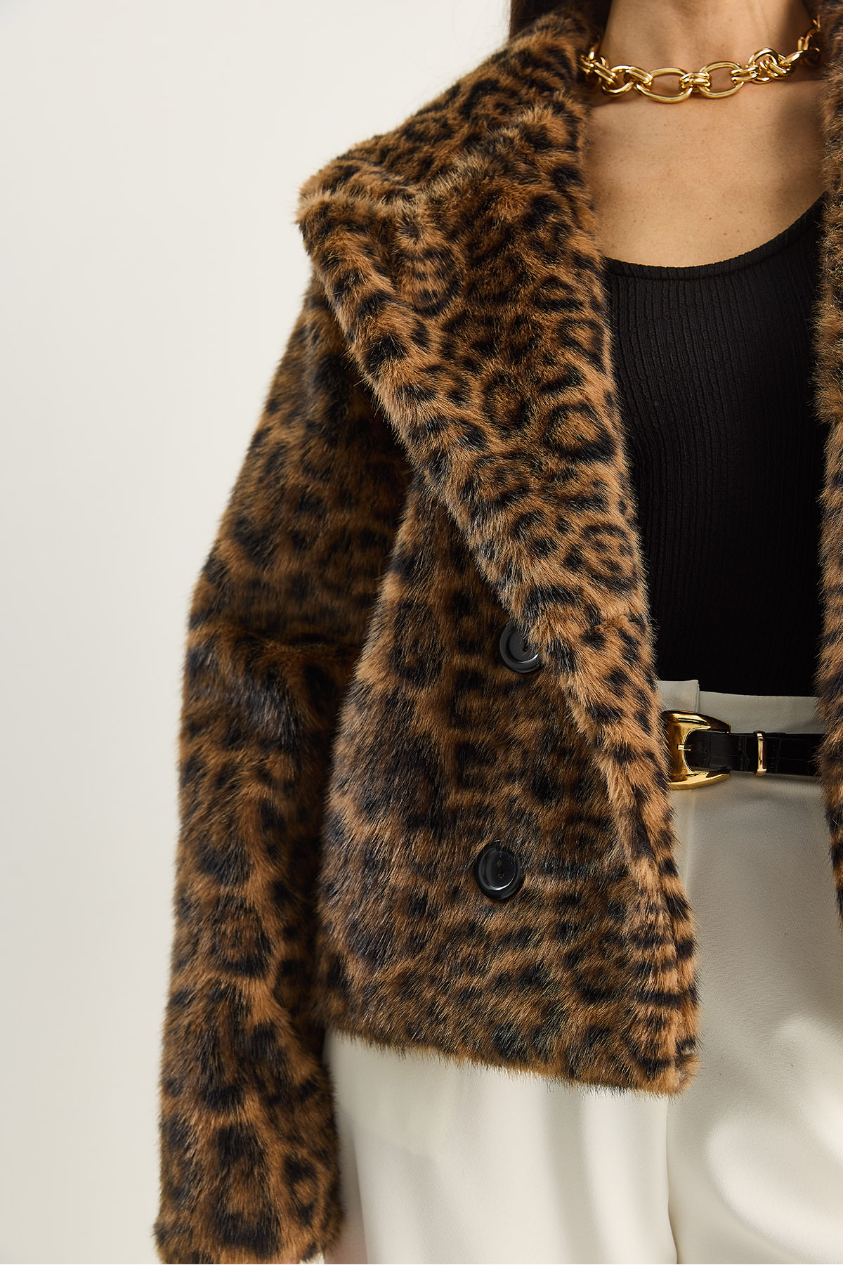 Bianco Lucci  Kadın Leopar Desenli Cep Detaylı Astarlı Suni Kürk 6962 60283772 - Görsel 6