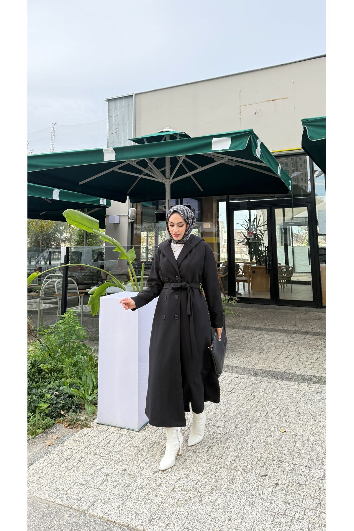 BURCU TESETTÜR  KAPŞONLU KAŞE KABAN - Görsel 4