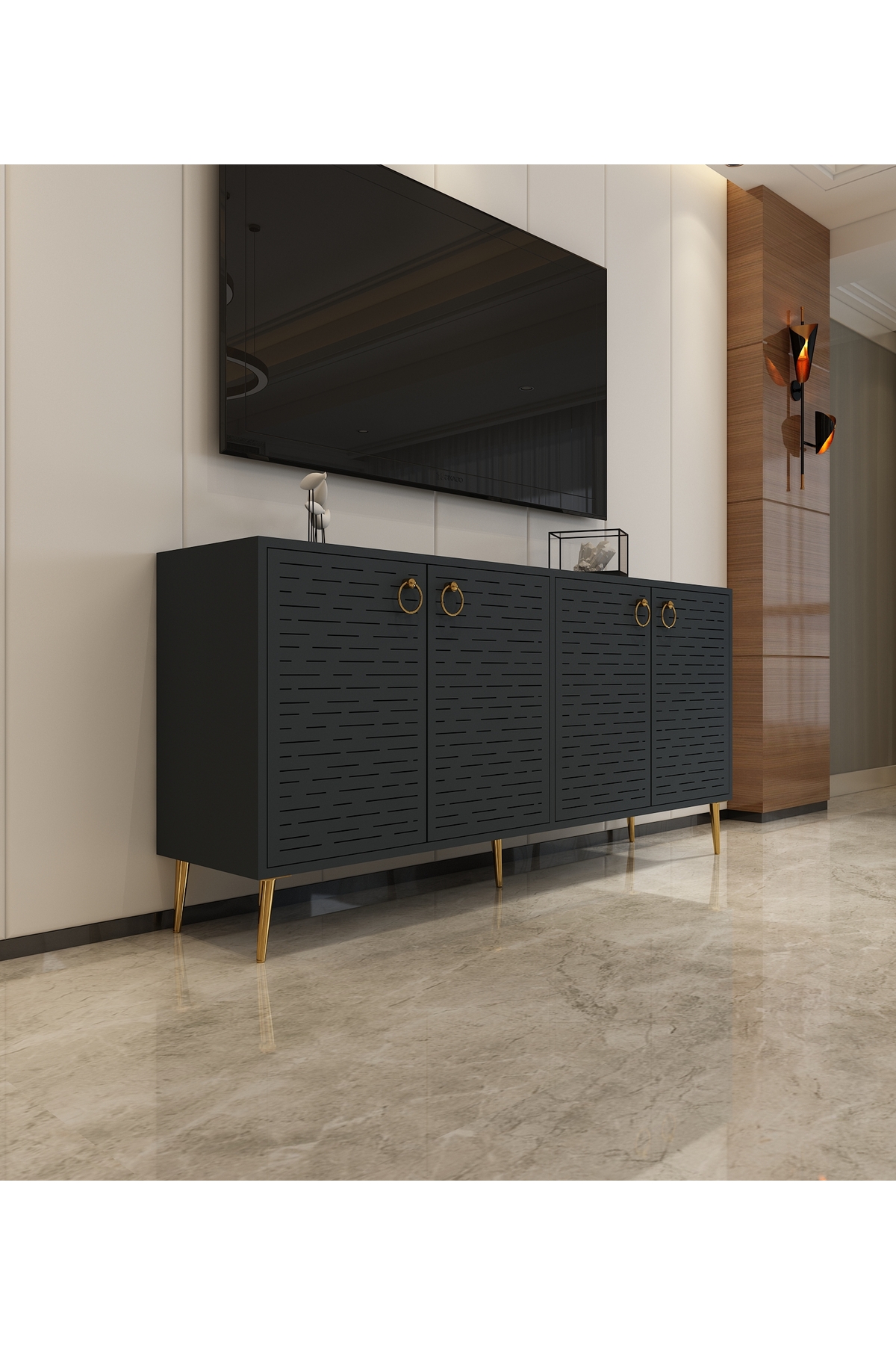 Rami Lazer Desenli, 160 cm Konsol | Antrasit-Antrasit 2