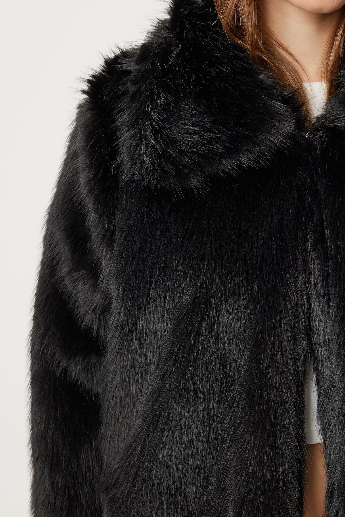Lovelyİstanbul  Kısa Suni Kürk Kaban LXA0002 SİYAH - Görsel 5