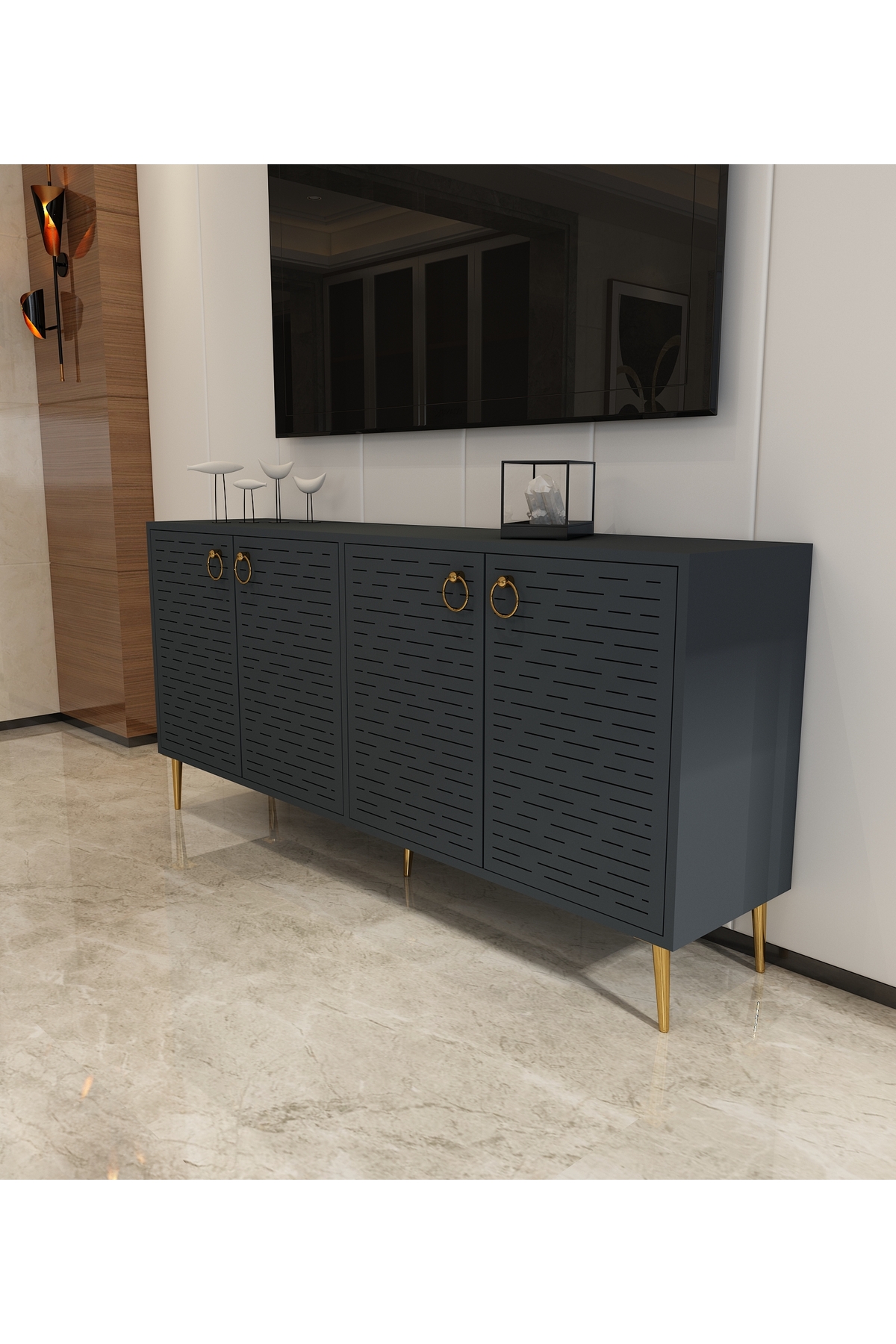 Rami Lazer Desenli, 160 cm Konsol | Antrasit-Antrasit 3