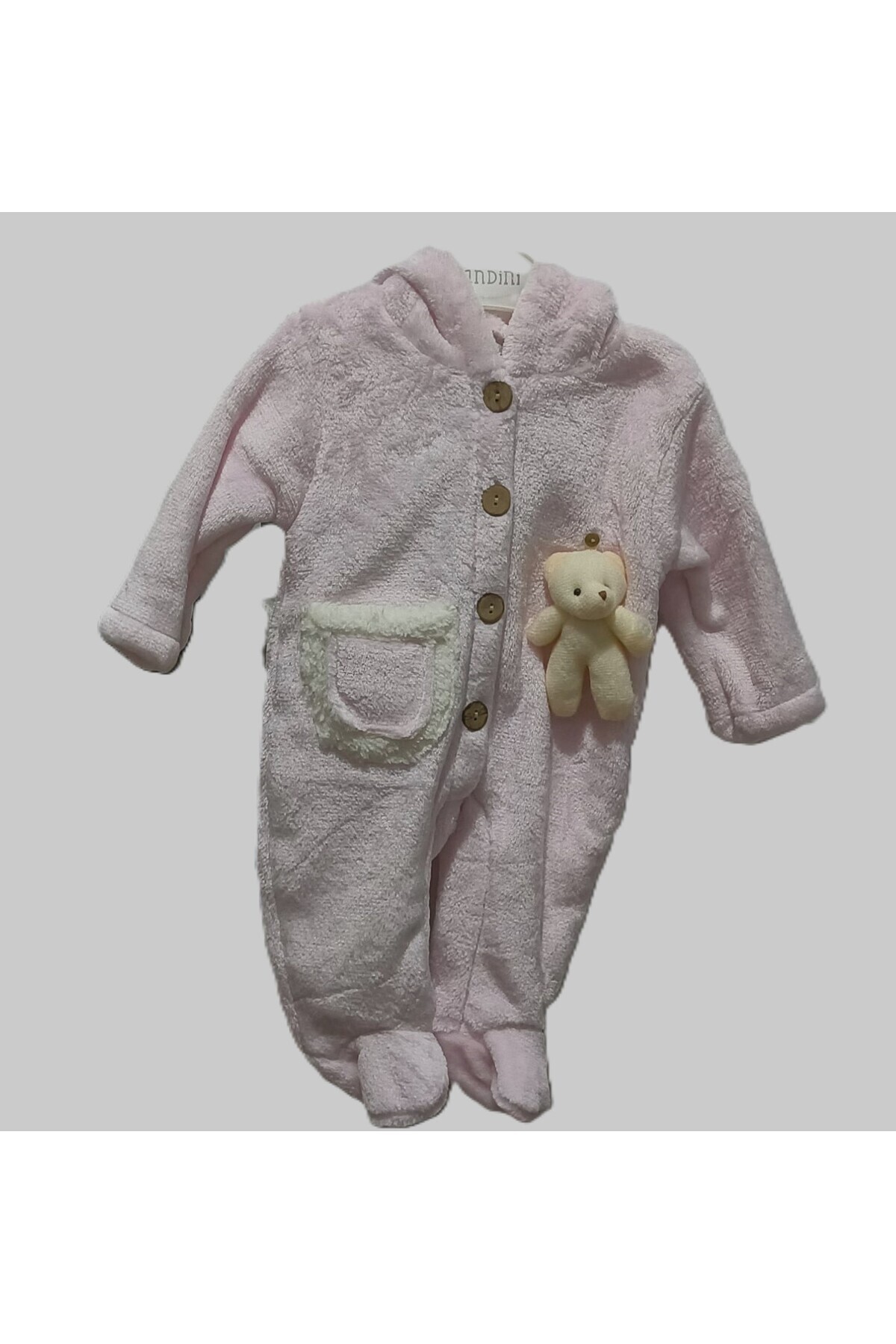 Dandini ayıcık figürlü Kapişonlu Polar Bebe Tulumu fotoğrafı 2 (önizleme)