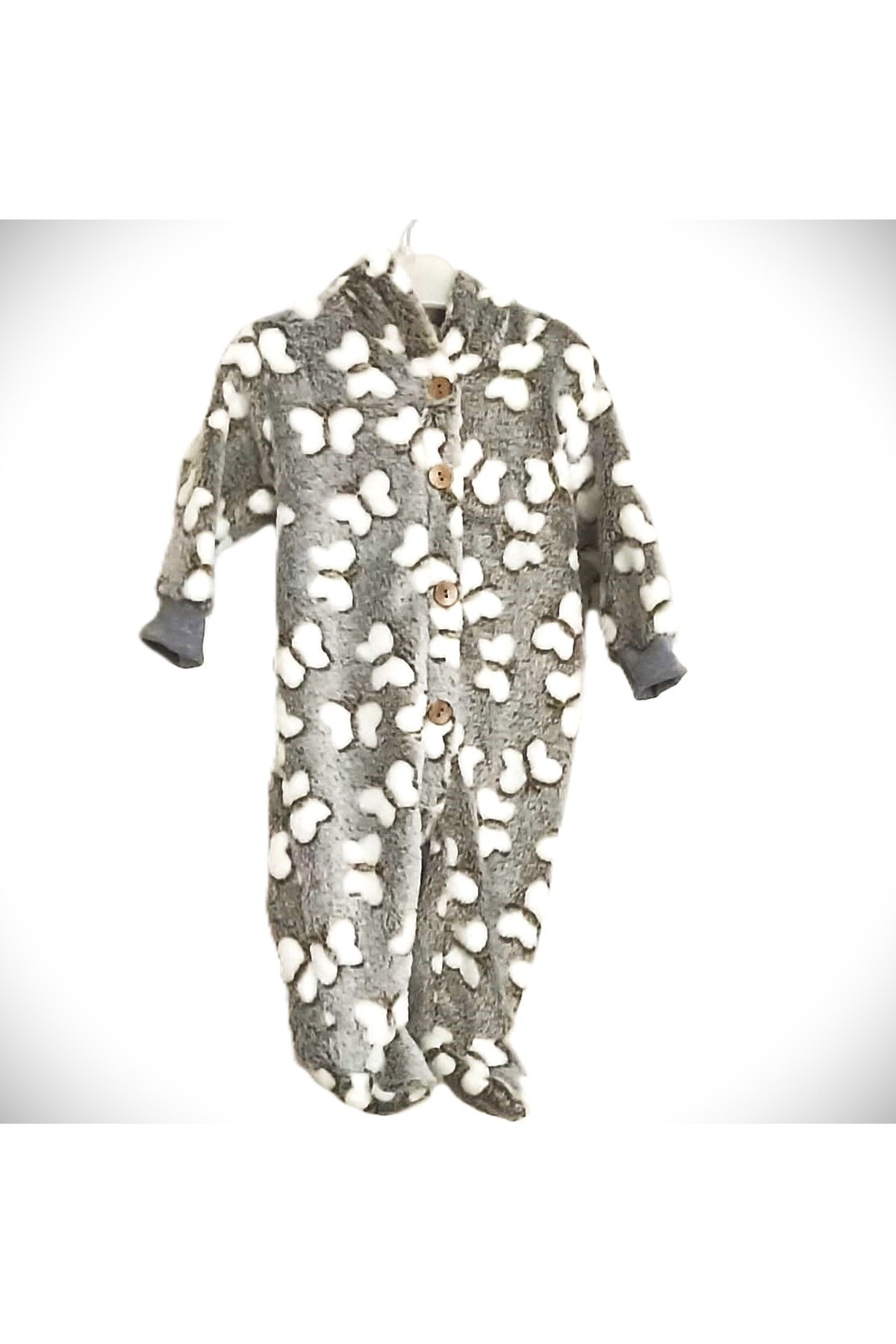 Dandini Kelebek Desenli Kapişonlu Polar Bebe Tulumu fotoğrafı 2 (önizleme)