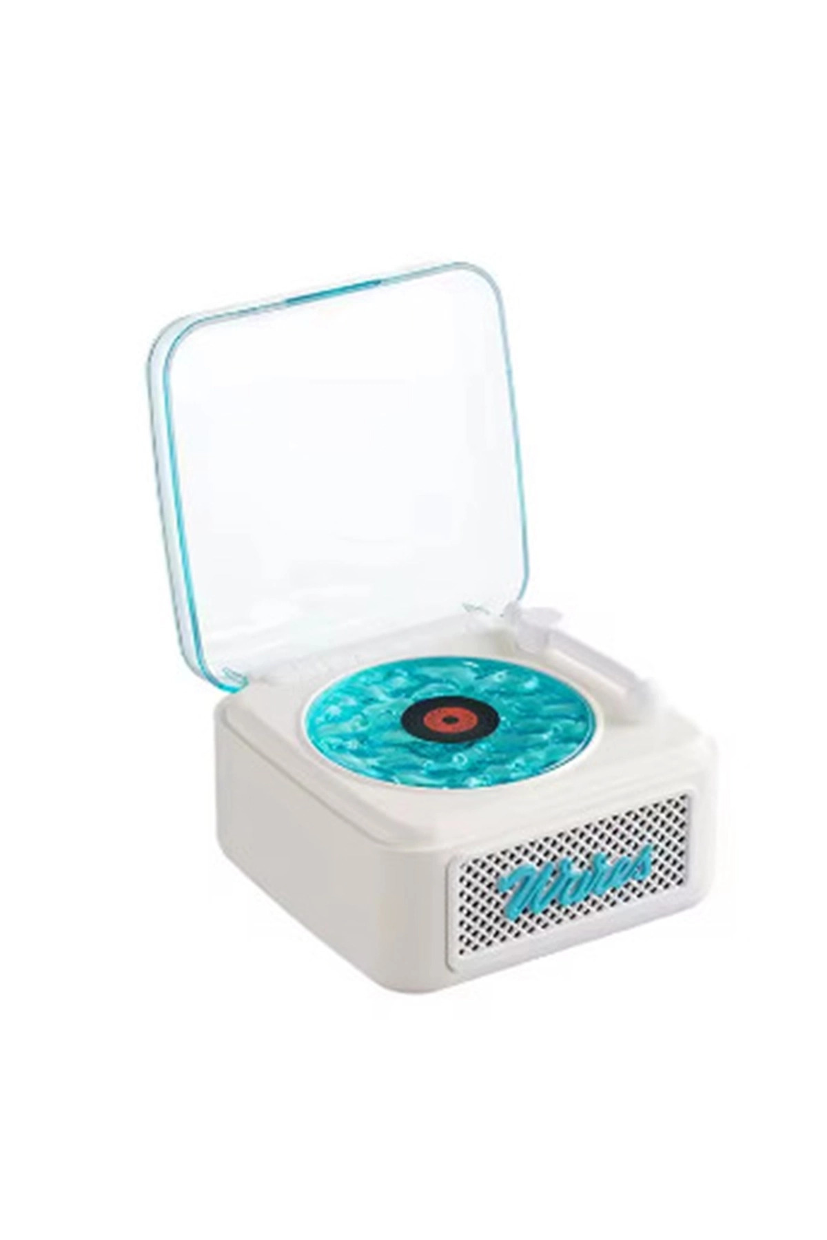 ENSAR GİYİM Nostalji Mini Plak Görünümlü Radyolu Bluetooth Hoparlör 3d Ses Dalgası Retro Müzik Plak Beyaz