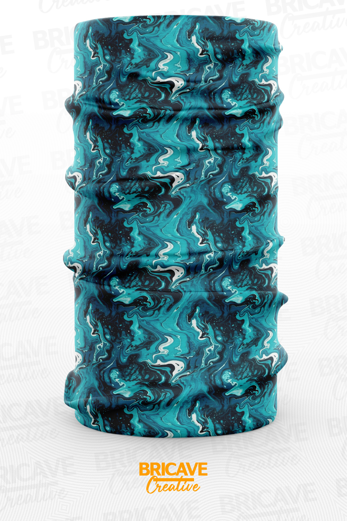 Bricave Dalgavari Mavi Mermer Desenli Motosiklet Bandana Boyunluk Maske