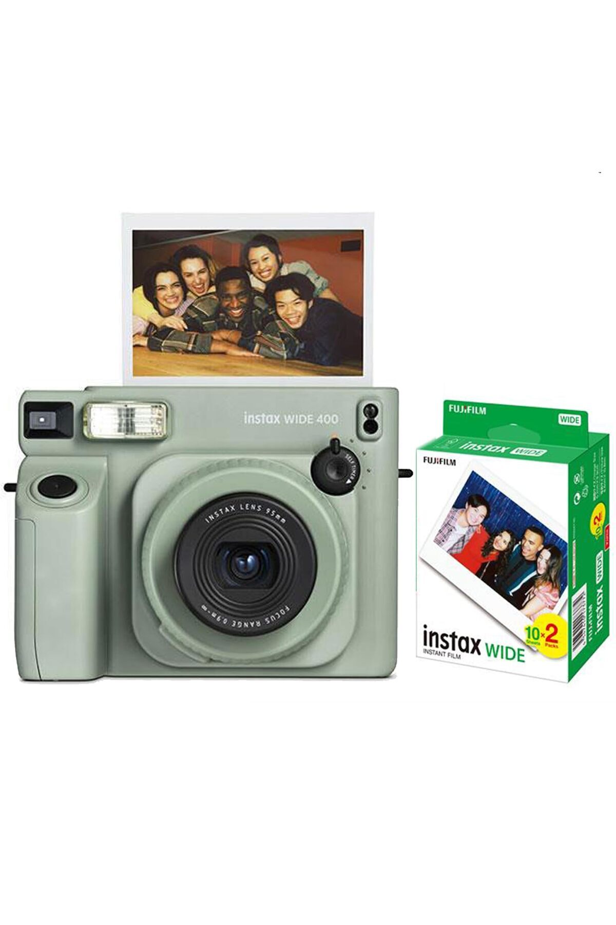 Delixa Instax Fujifilm Wide 400 İnstant Fotoğraf Makinesi - 20'lı film (Yeşil)