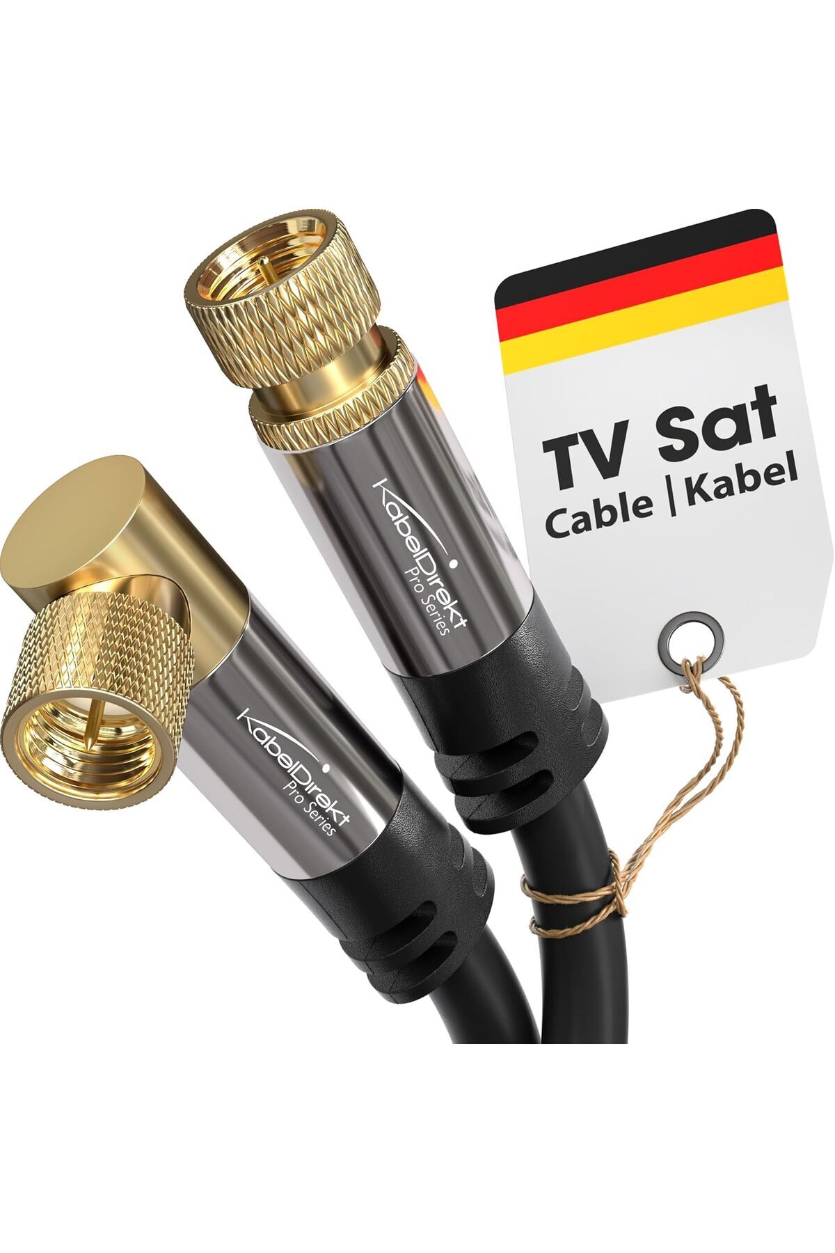 Genel Markalar KabelDirekt – Sat/Anten Kabluso, Koaksiyel Kablolar – 90° açılı/düz – 3m – 4K TV Uydu Kablosu, F Kon