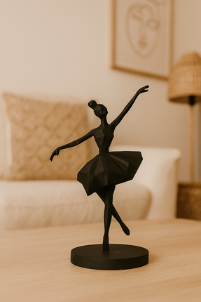 Outletore Modern Siyah Geometrik Balerin Dans Figür, Dekoratif Biblo, Heykel,...