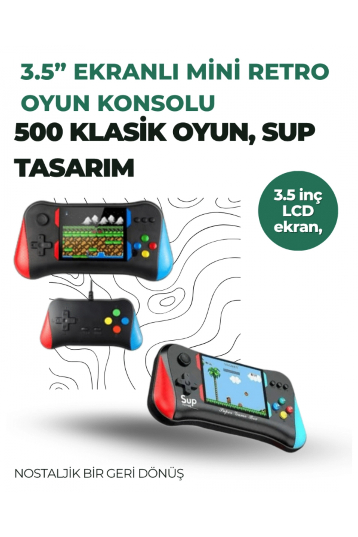 SELFBUYSELL 3.5 İnç Ekranlı Klasik Oyun Konsolu – 500 Dahili Oyun