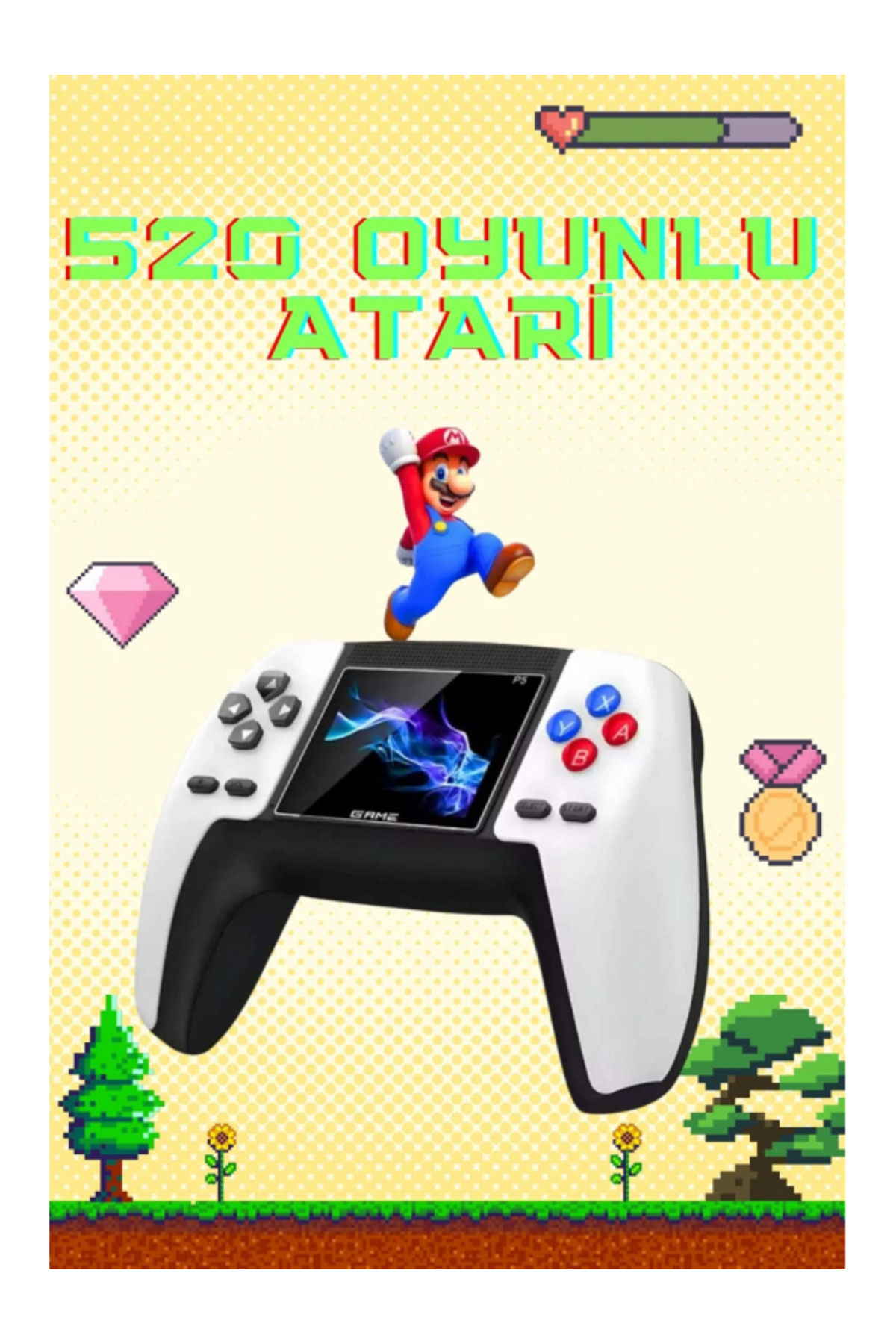 SELFBUYSELL Retro Konsol P5 Uyumlu Taşınabilir 520 Oyunlu Kablosuz Game Stick